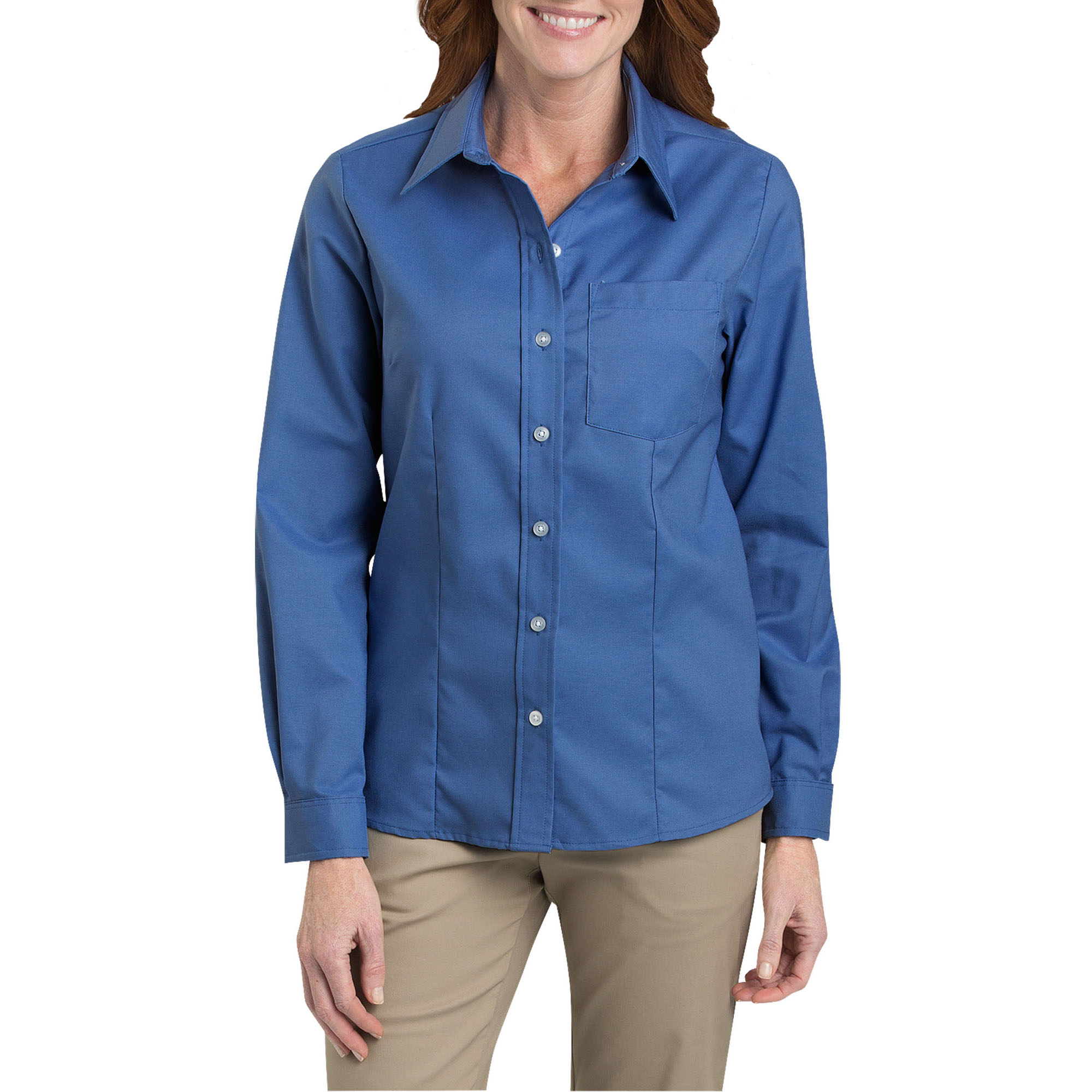 Ies Fl254 Women S Long Sleeve Stretch Oxford Shirt French Long Sleeve Stretch Oxford Shirt