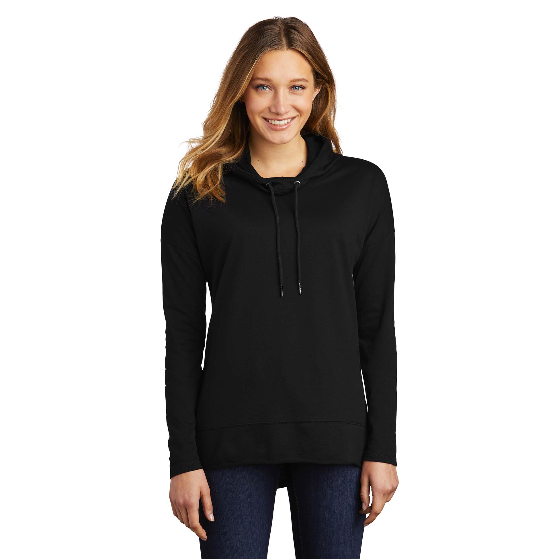District DT671 Women's Featherweight French Terry Hoodie - Black | Full ...