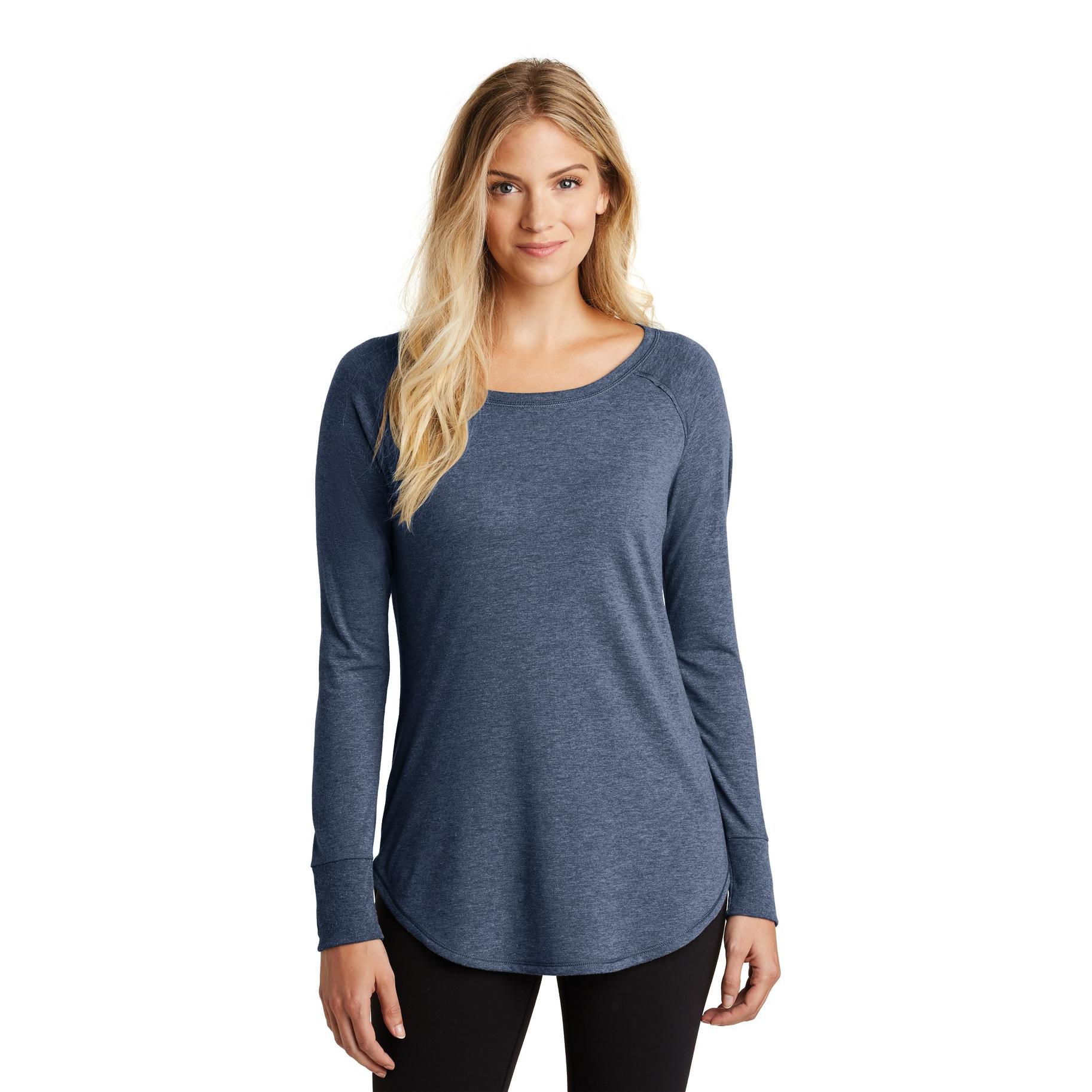District Made DT132L Ladies Perfect Tri Long Sleeve Tunic - Navy Frost ...