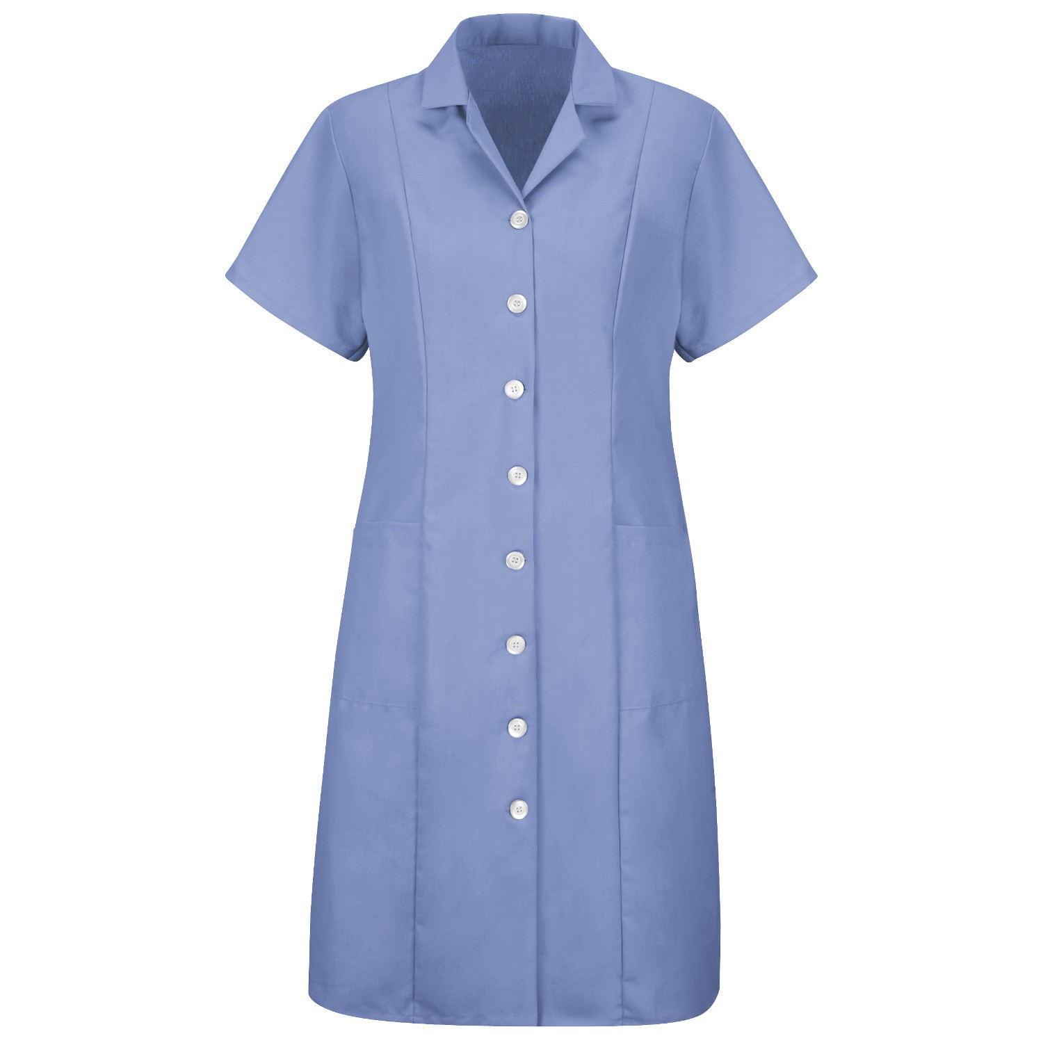 Red Kap DP23 Women's Short Sleeve Button Front Dress - Light Blue ...
