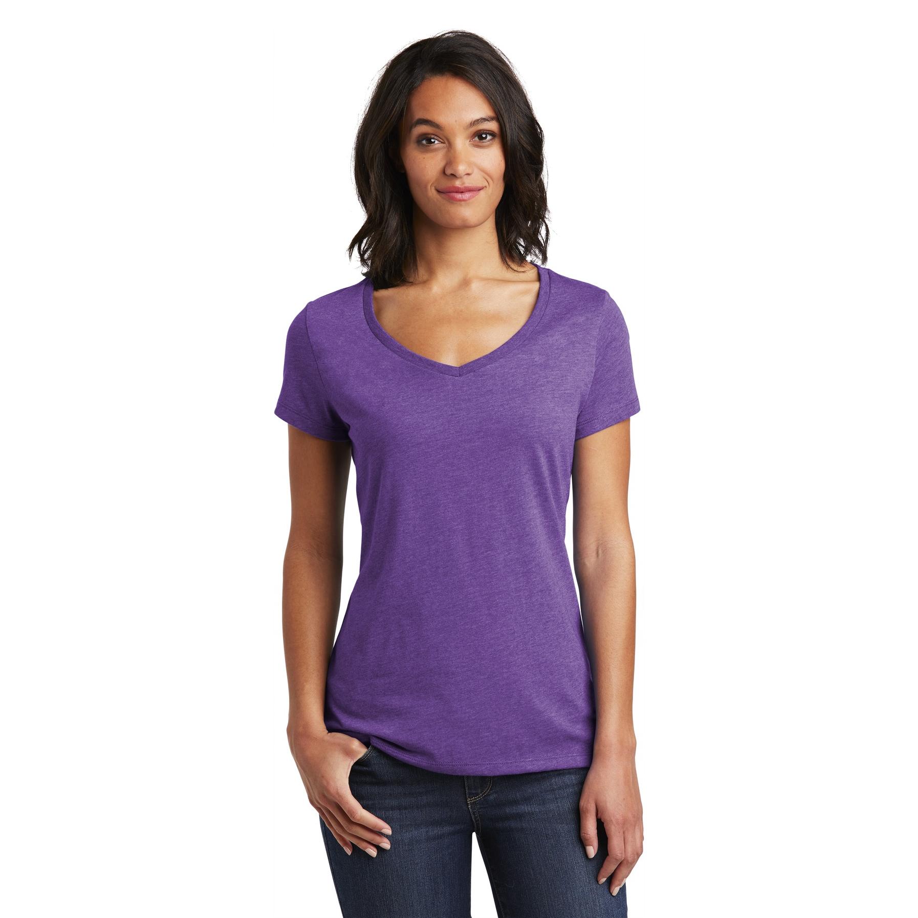 District DT6503 Women's Very Important Tee V-Neck - Heathered Purple ...