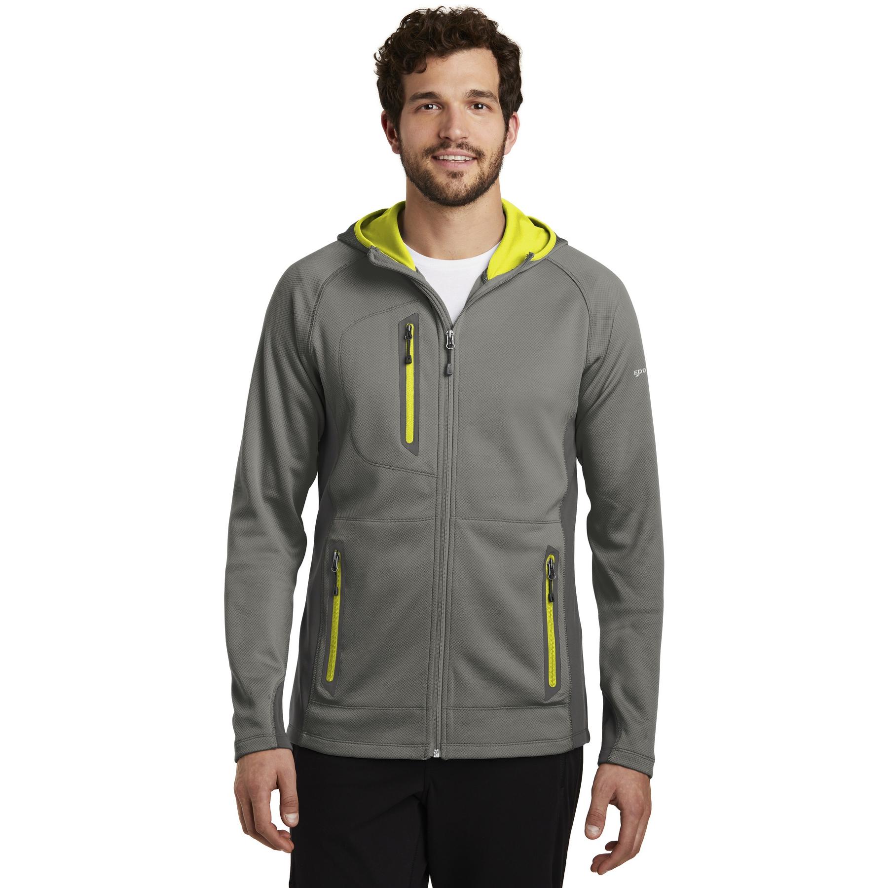 Eddie Bauer EB244 Sport Hooded Full-Zip Fleece Jacket - Metal Grey/Grey Steel/Citron Eddie Bauer EB244 Sport Hooded Full-Zip Fleece Jacket - Metal Grey/Grey Steel/Citron