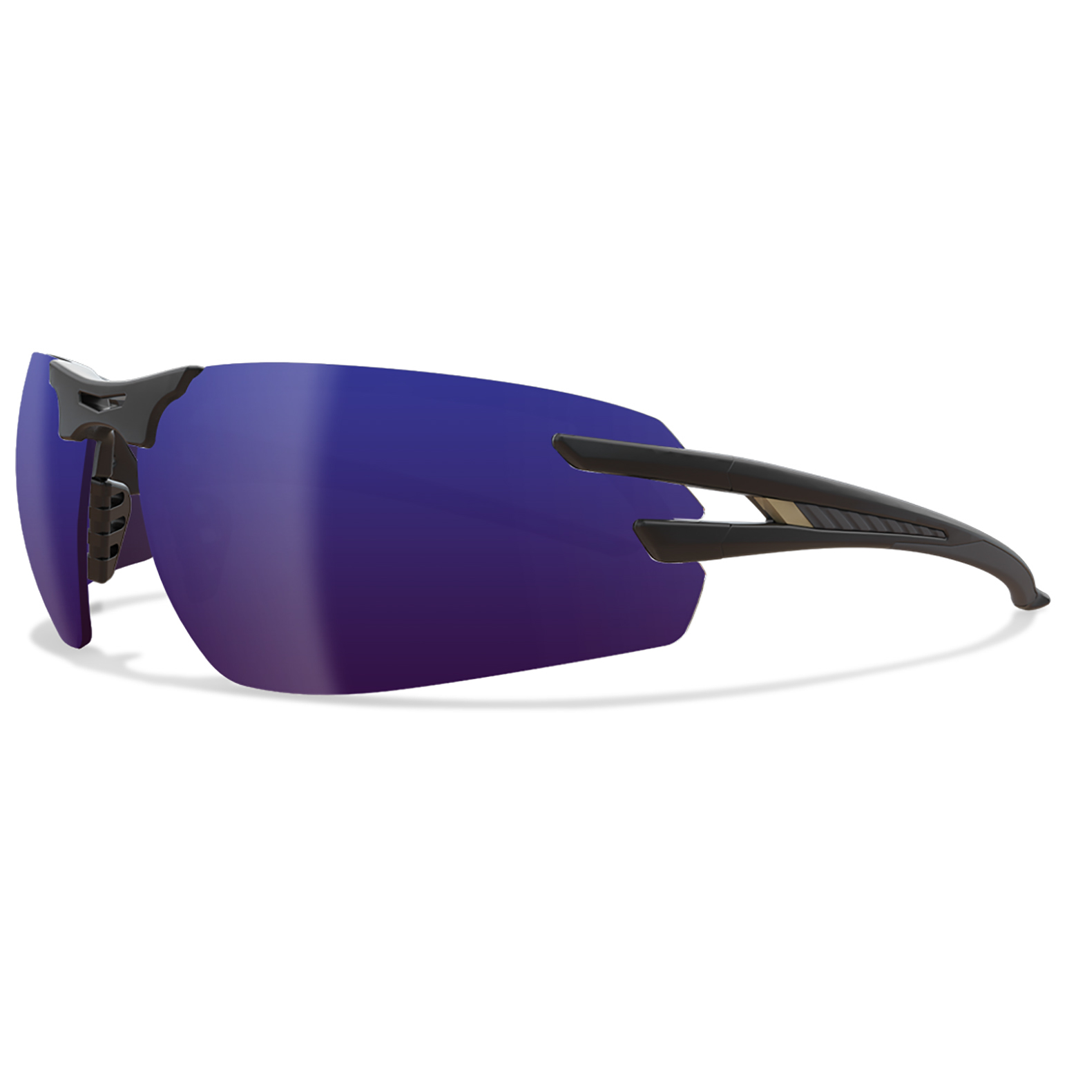 Nemesis Safety Glasses, Black Frame, Blue Mirror Lens