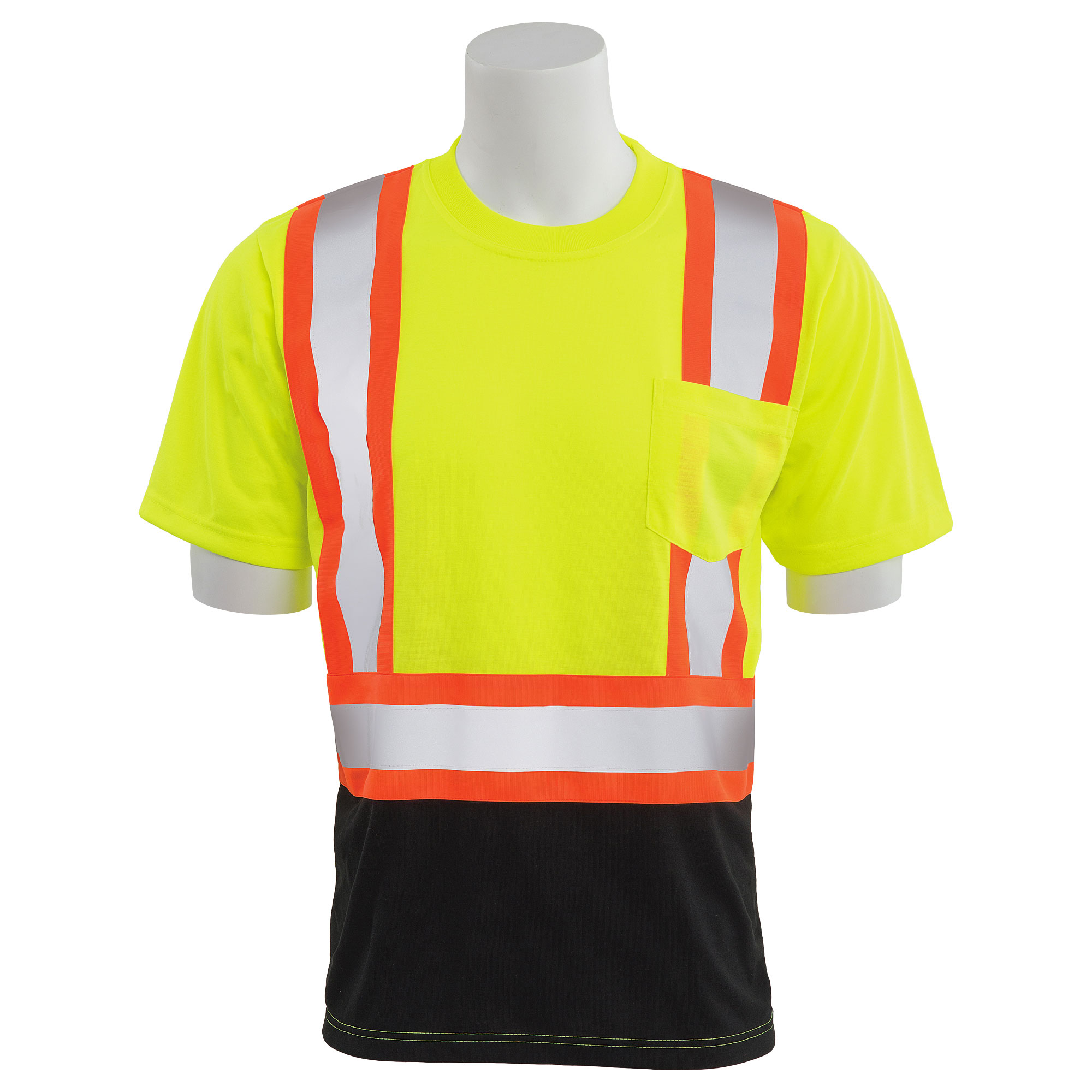 Yellow/Lime ERB Class 2 Reflective Black Bottom Two-Tone Safety Shirt 