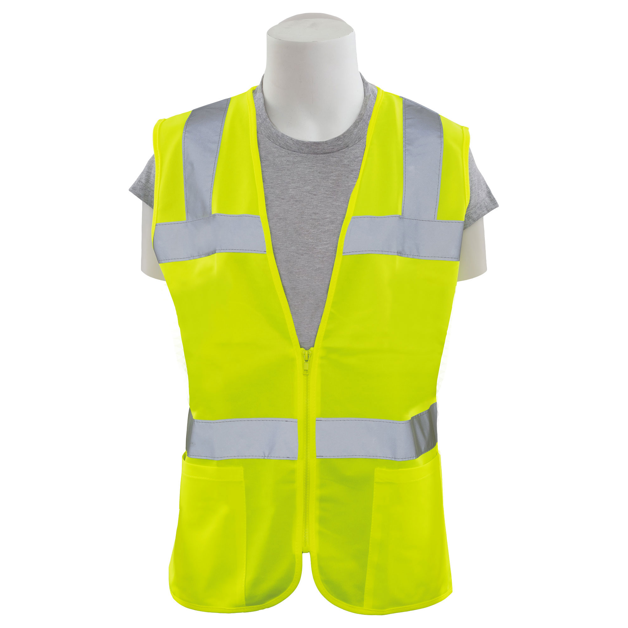 ERB by Delta Plus S720 Type R Class Solid Women's Safety Vest with Zipper  Yellow/Lime Full Source