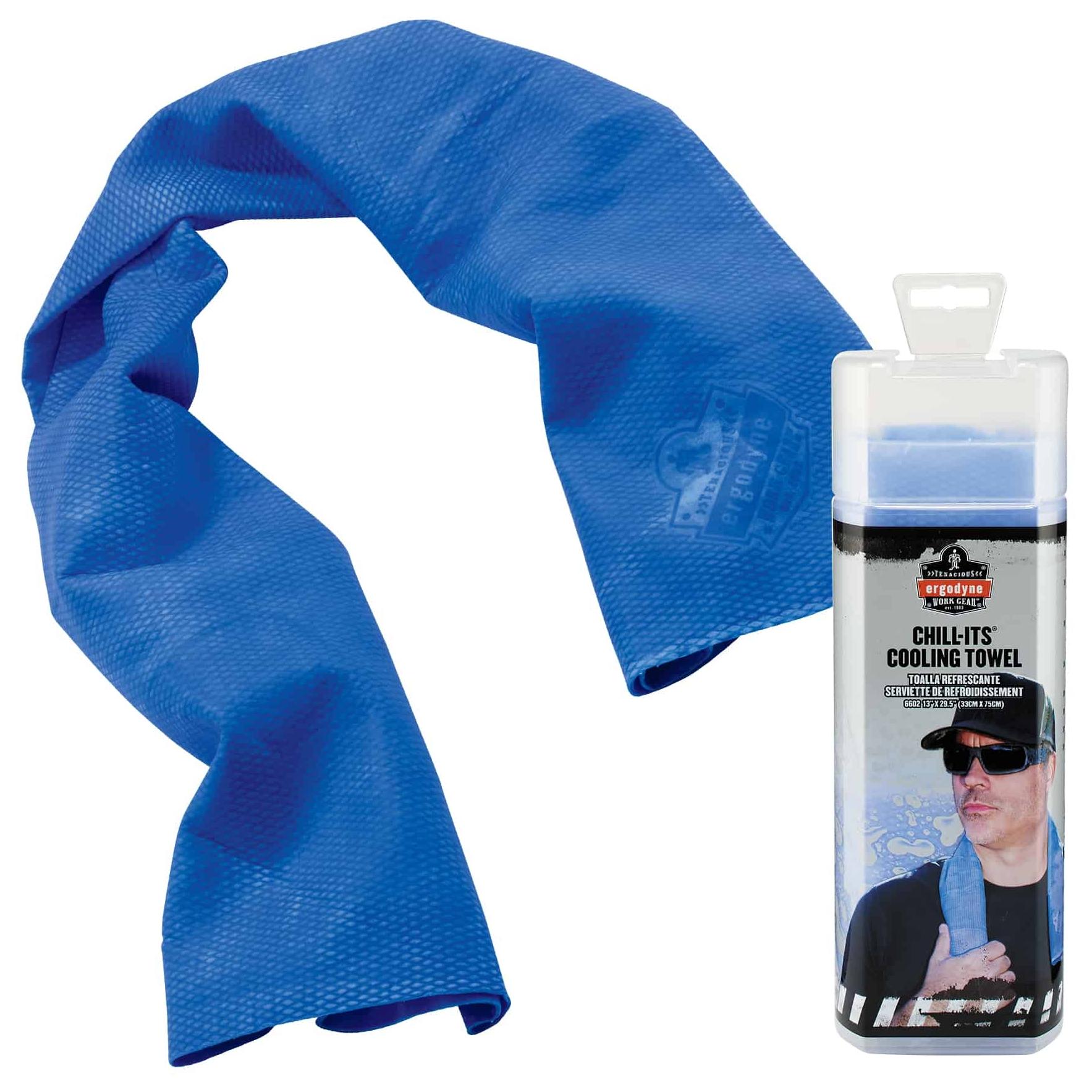 Ergodyne Chill-Its 6603 Evaporative Cooling Band Towel Free Shipping Blue NEW 