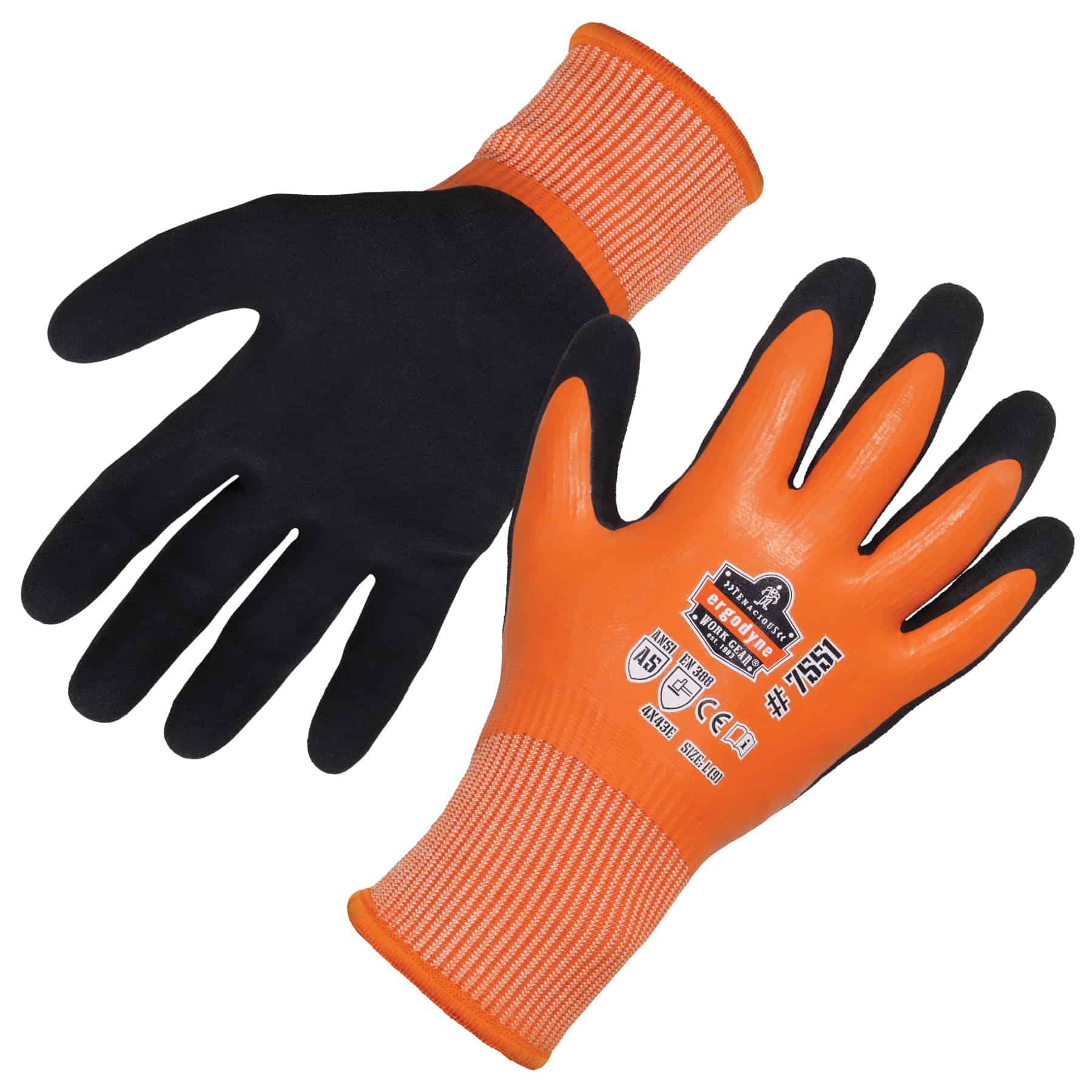 MCR Safety Ninja Ice N9690FCO Hi-Visibility Work Gloves 15 Gauge Orange  Nylon HPT Fully Coated