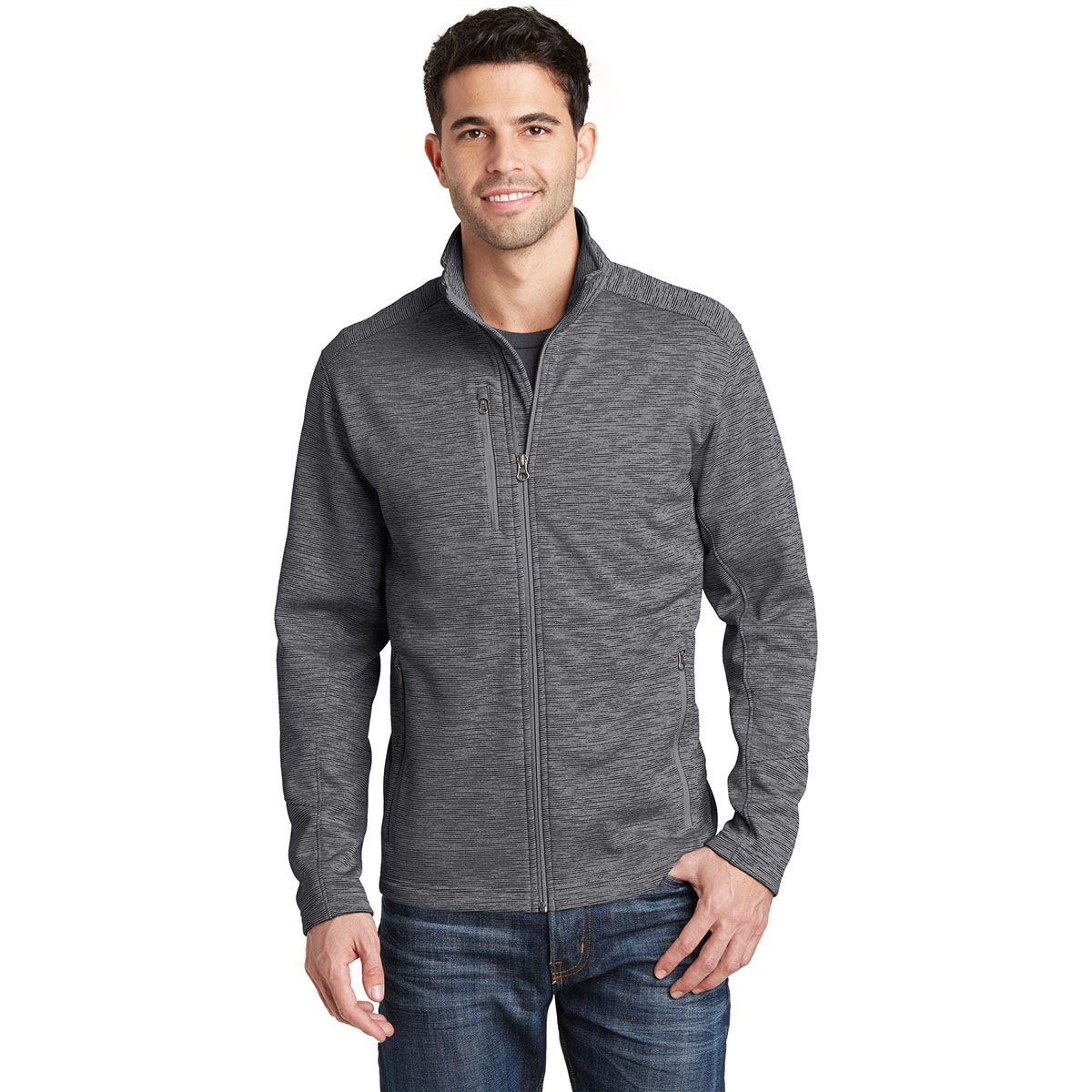 保衣 Port Authority F231 Digi Stripe Fleece Jacket - Black | Full Source