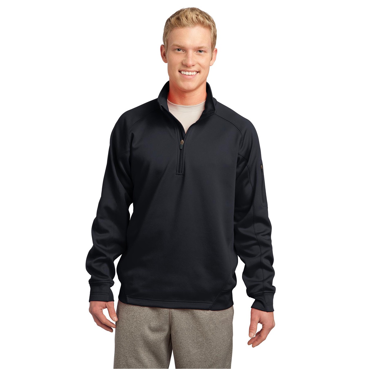 Sport-Tek F247 Tech Fleece 1/4-Zip Pullover Sweatshirt - Black