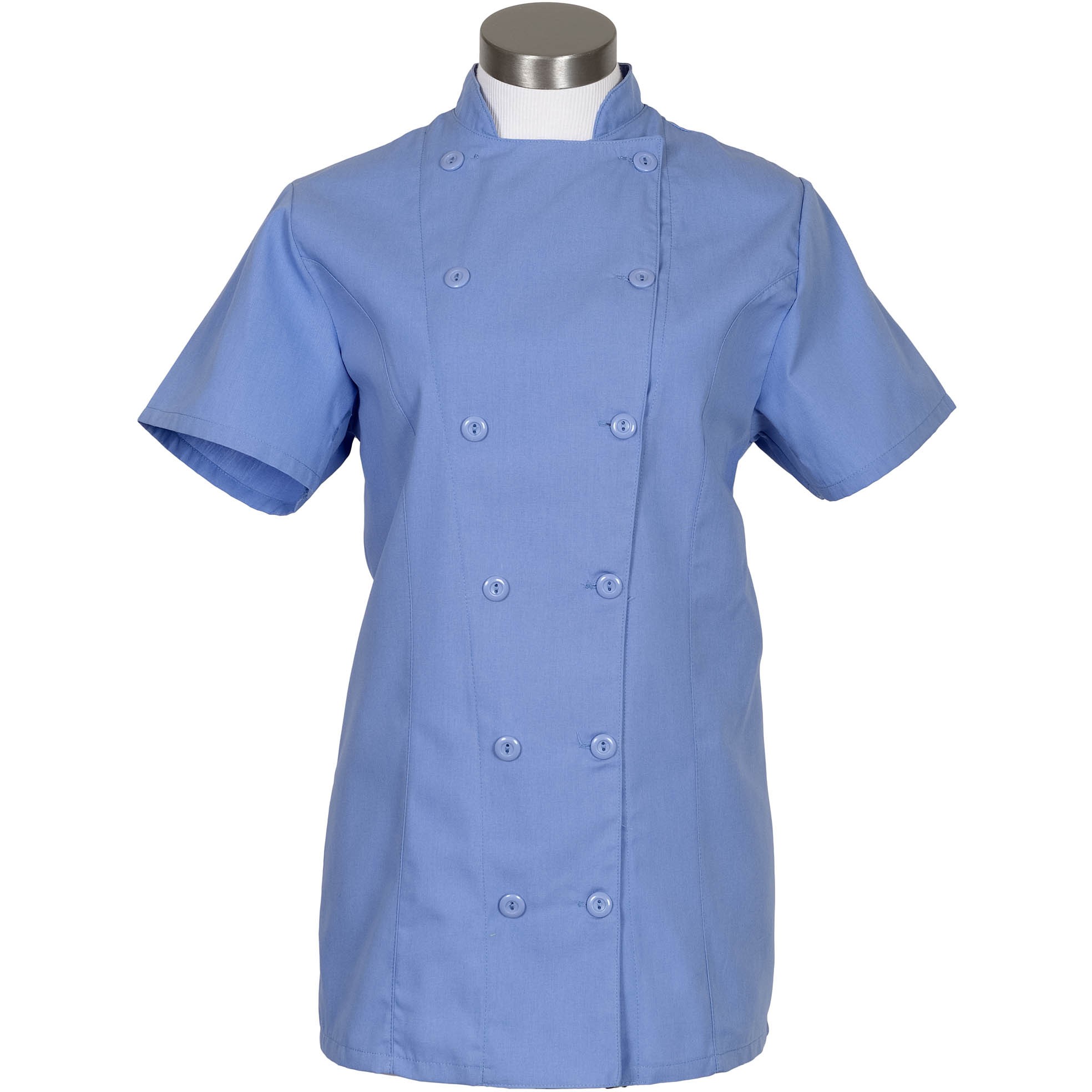 Fame C30s Women S Fitted Short Sleeve Chef Coat Ceil Blue