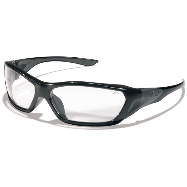 Crews ForceFlex Safety Glasses Black Frame Clear Lens