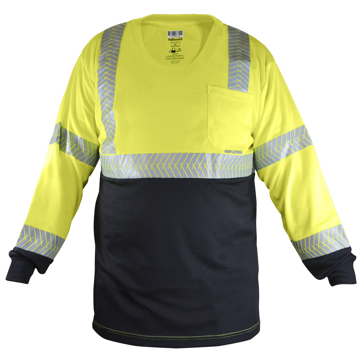 Full Source FS3LSTBS Type R Class 3 Black Bottom Long Sleeve Safety ...