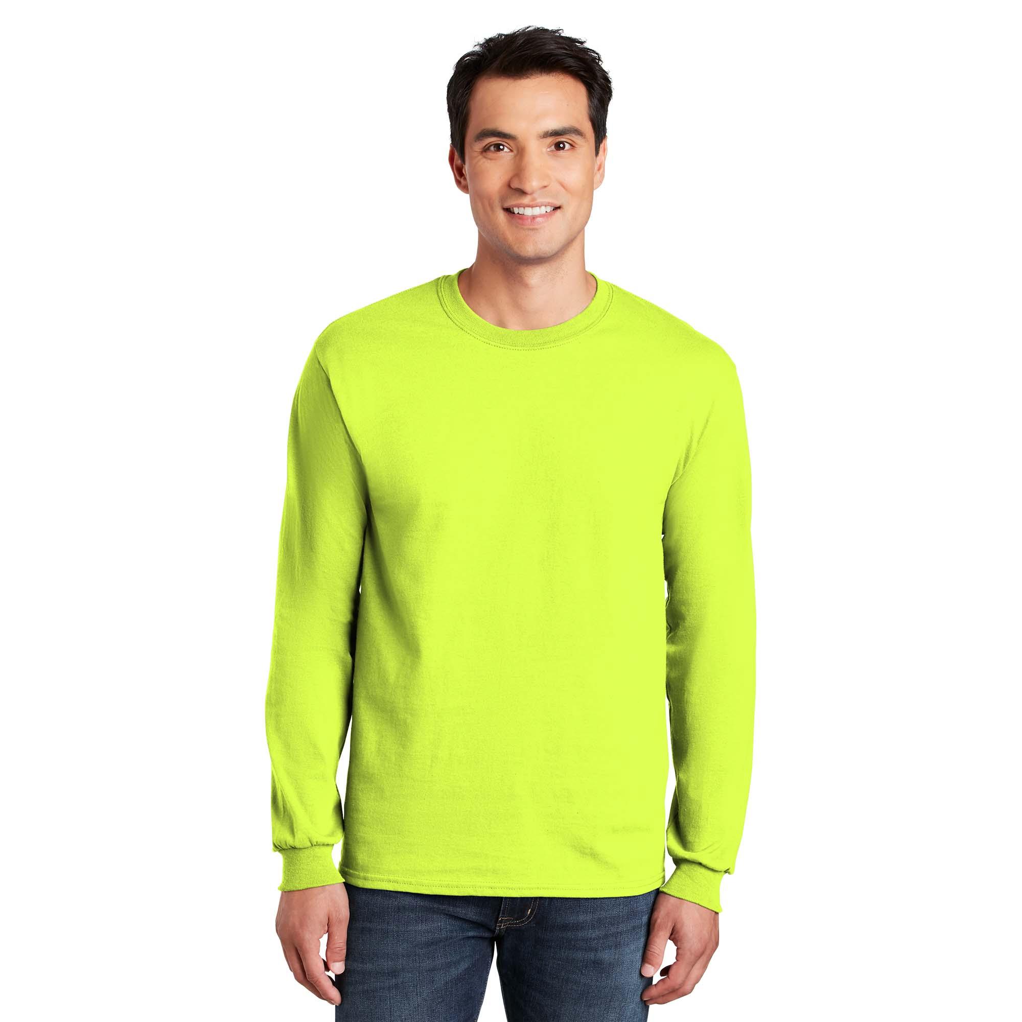 Gildan G2400 Ultra Cotton Long Sleeve T-Shirt - Safety Green | Full Source