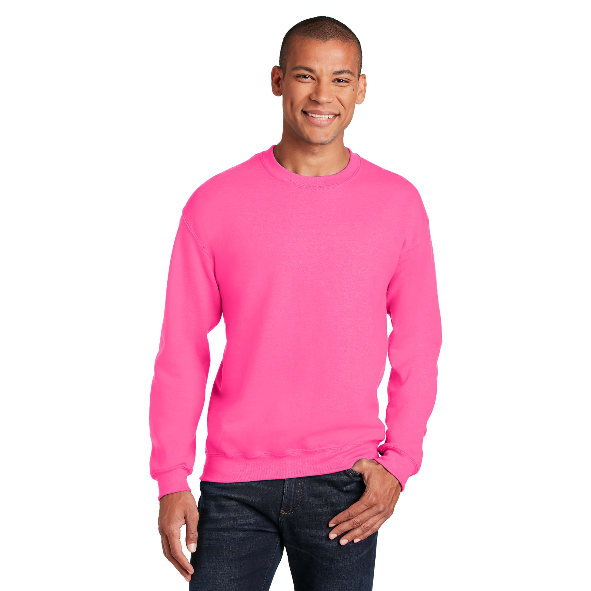 Gildan 18000 Heavy Blend Crewneck Sweatshirt - Safety Pink | Full Source