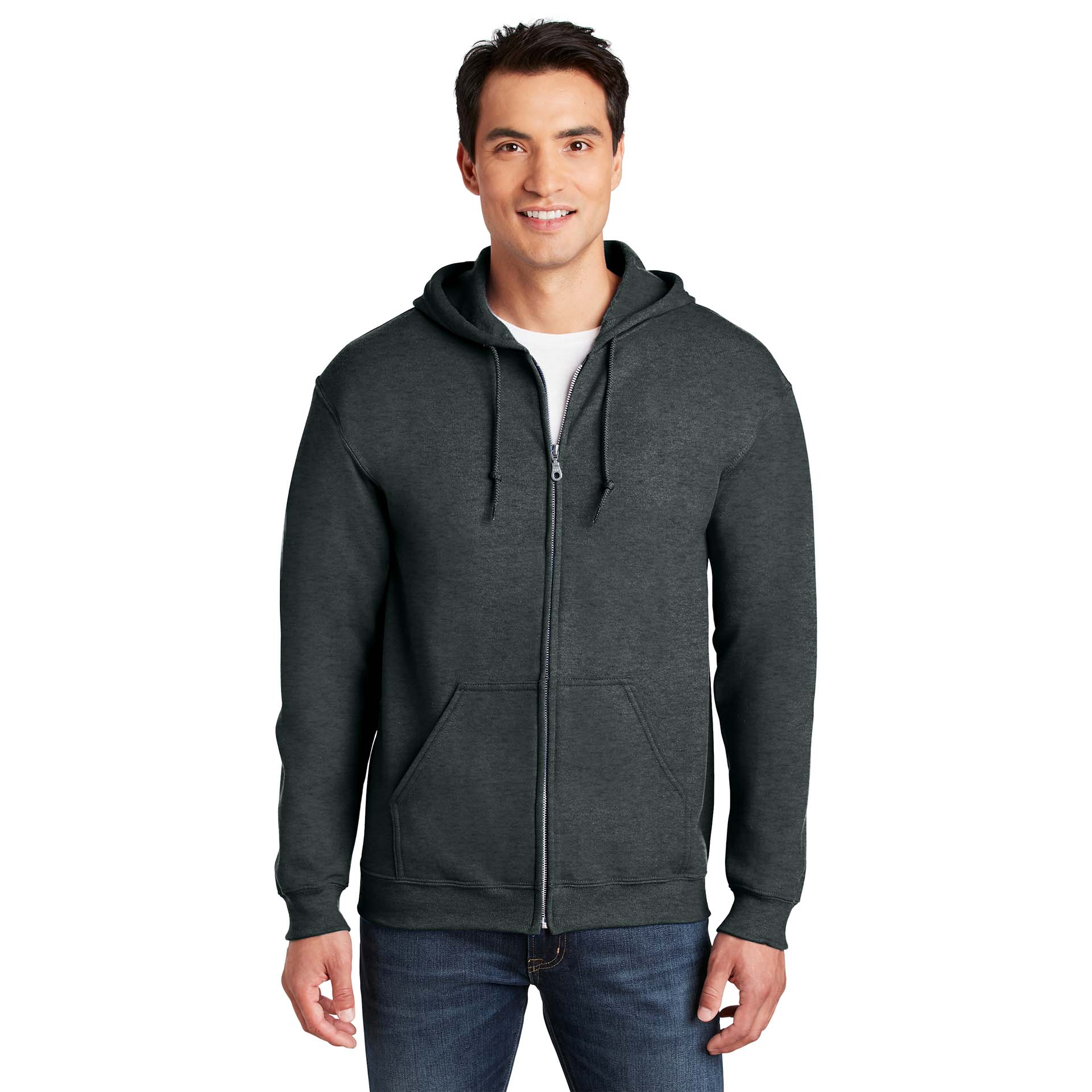 Gildan 18600 Heavy Blend Full-Zip Hooded Sweatshirt - Dark Heather Grey ...