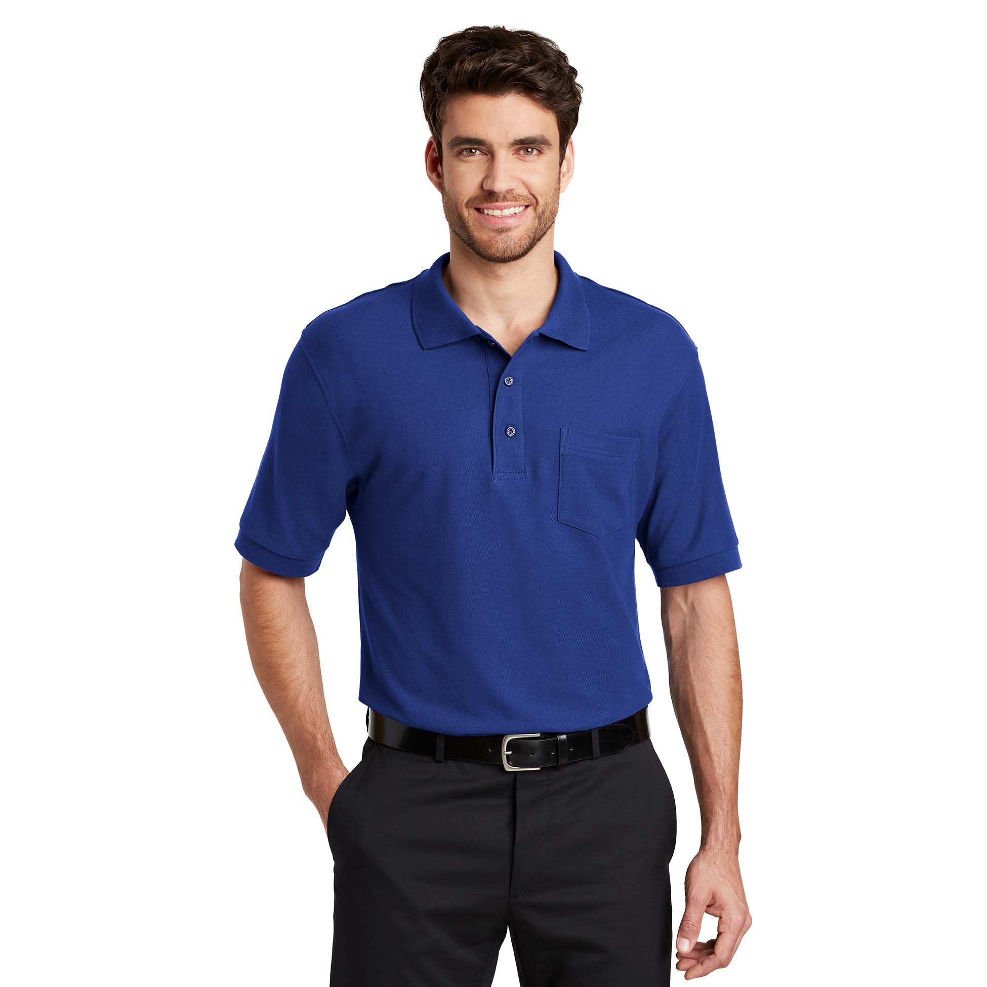 Port Authority K500P Silk Touch Polo with Pocket - Royal | Full Source