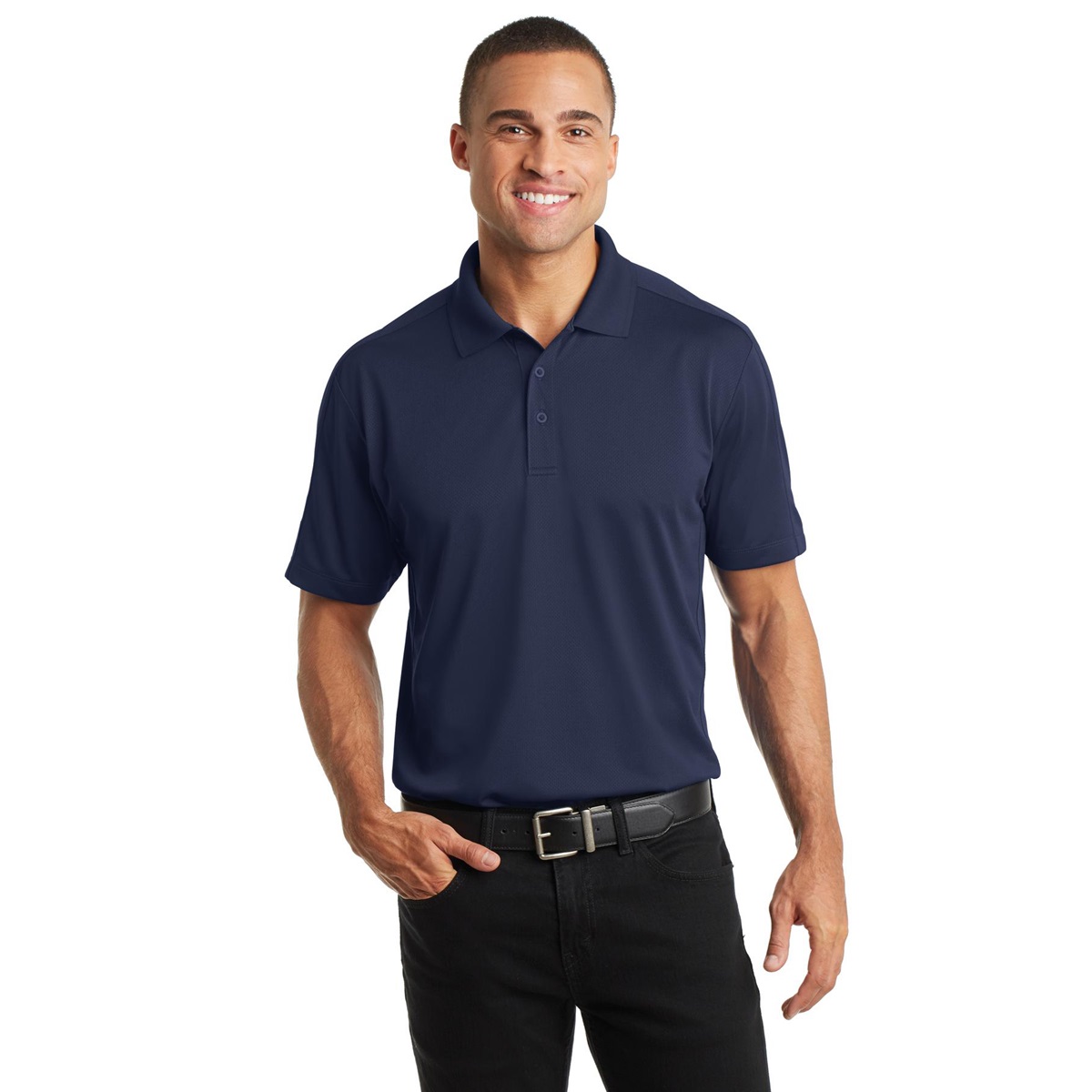 Port Authority K569 Diamond Jacquard Polo - True Navy | Full Source