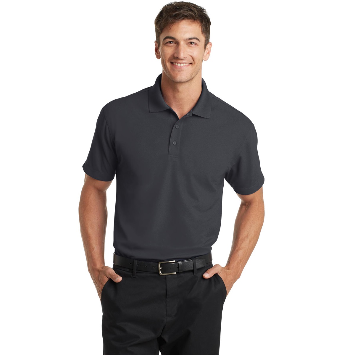 Port Authority K572 Dry Zone Grid Polo - Battleship Grey | Full Source