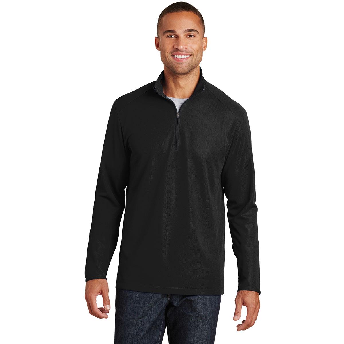 ウェア next_ksk Port Authority K806 Pinpoint Mesh 1/2-Zip Pullover - Black | Full