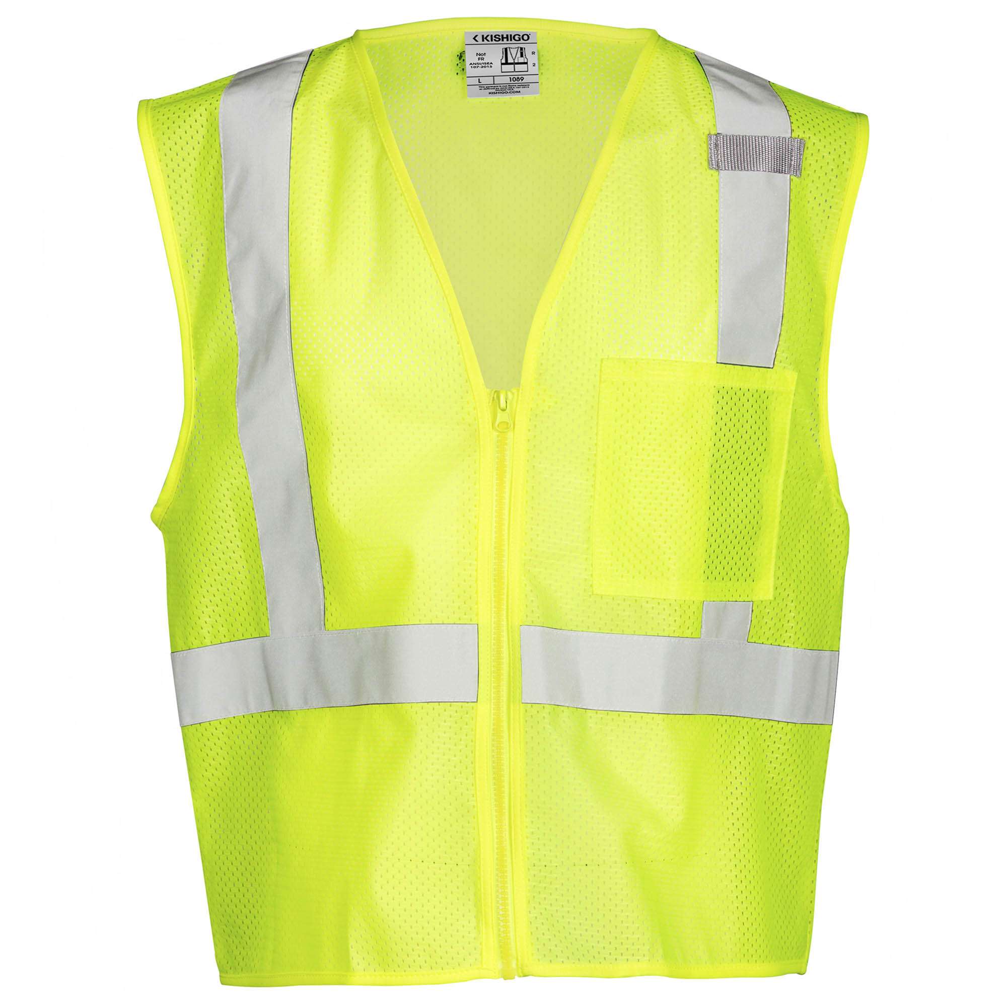 Kishigo 1089 Zipper Front 1-Pocket Safety Vest - Yellow/Lime | Full Source