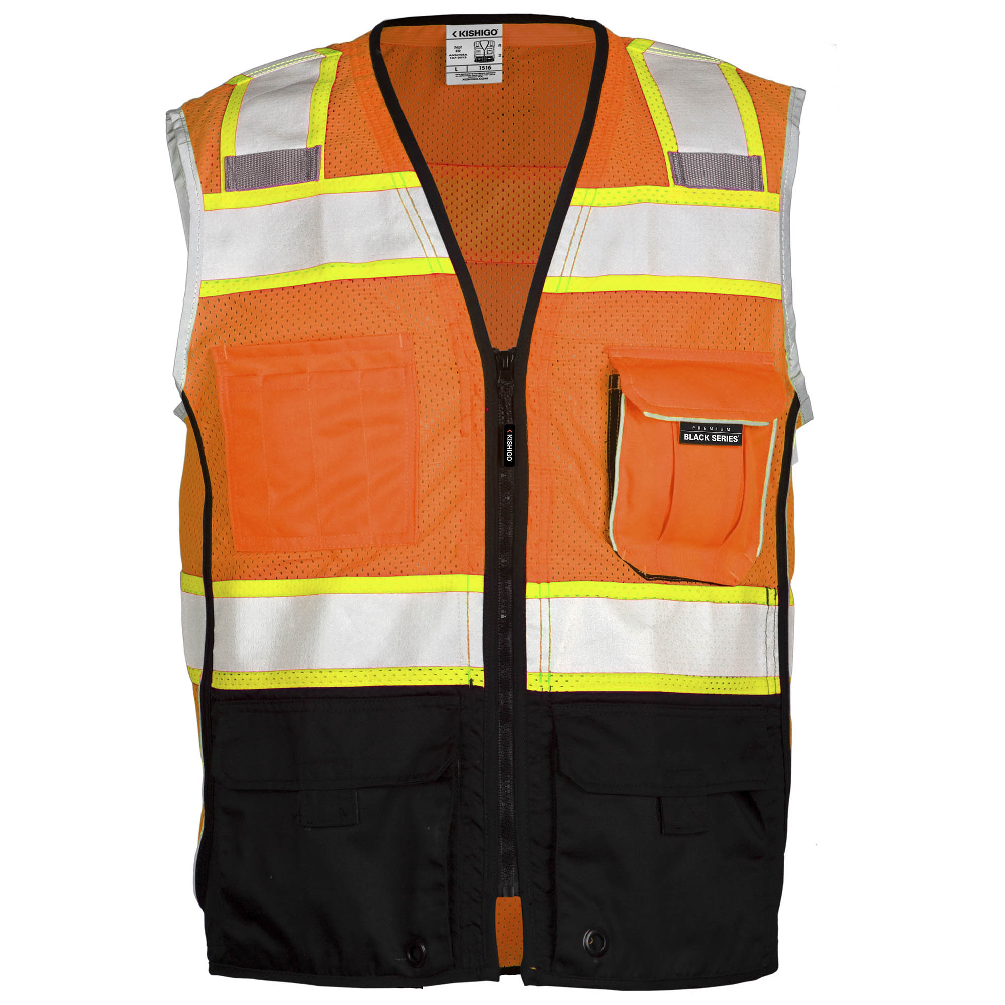 Kishigo 1516 Black Series Black Bottom Safety Vest - Orange | Full