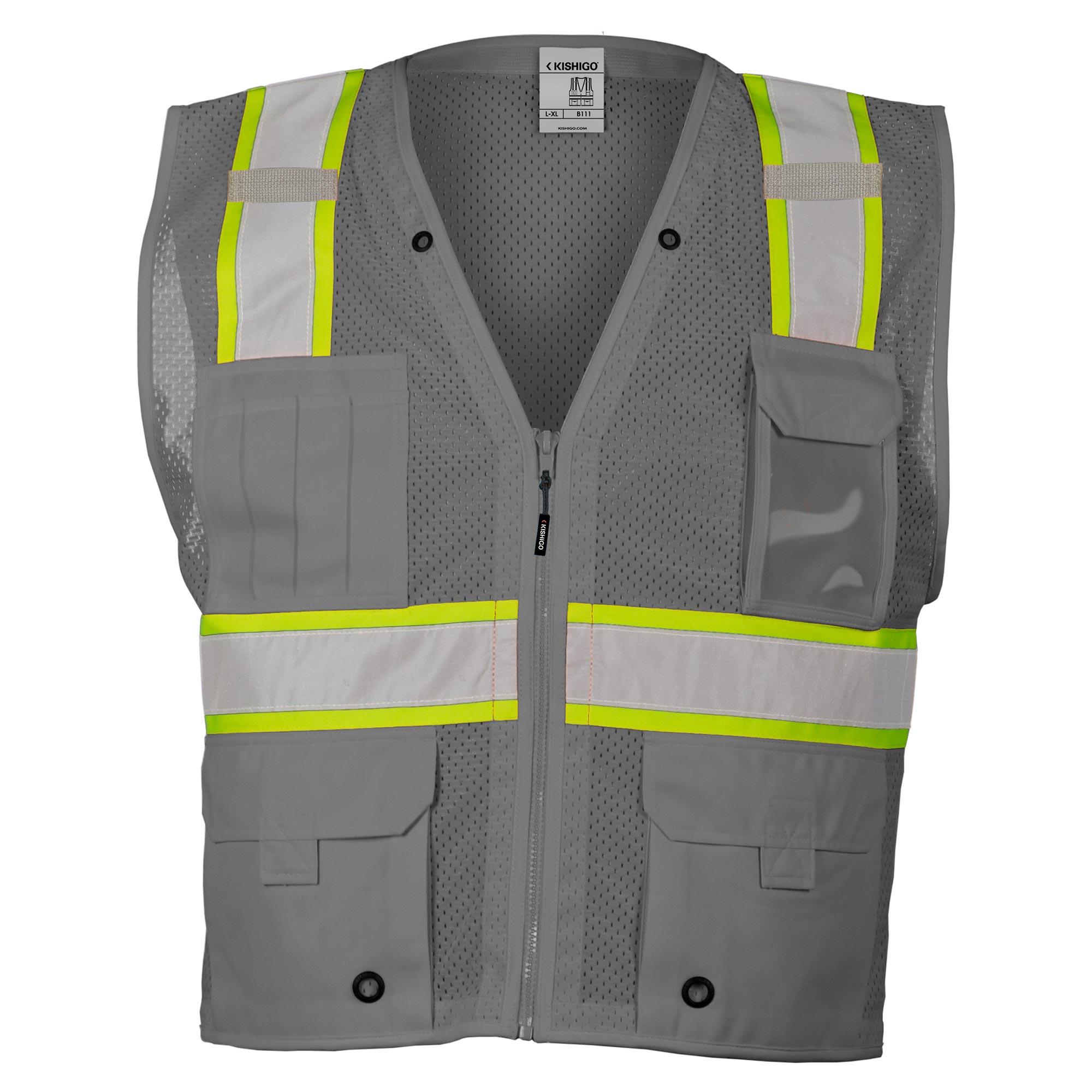 Kishigo B111 Enhanced Visibility Multi-Pocket Mesh Vest - Gray