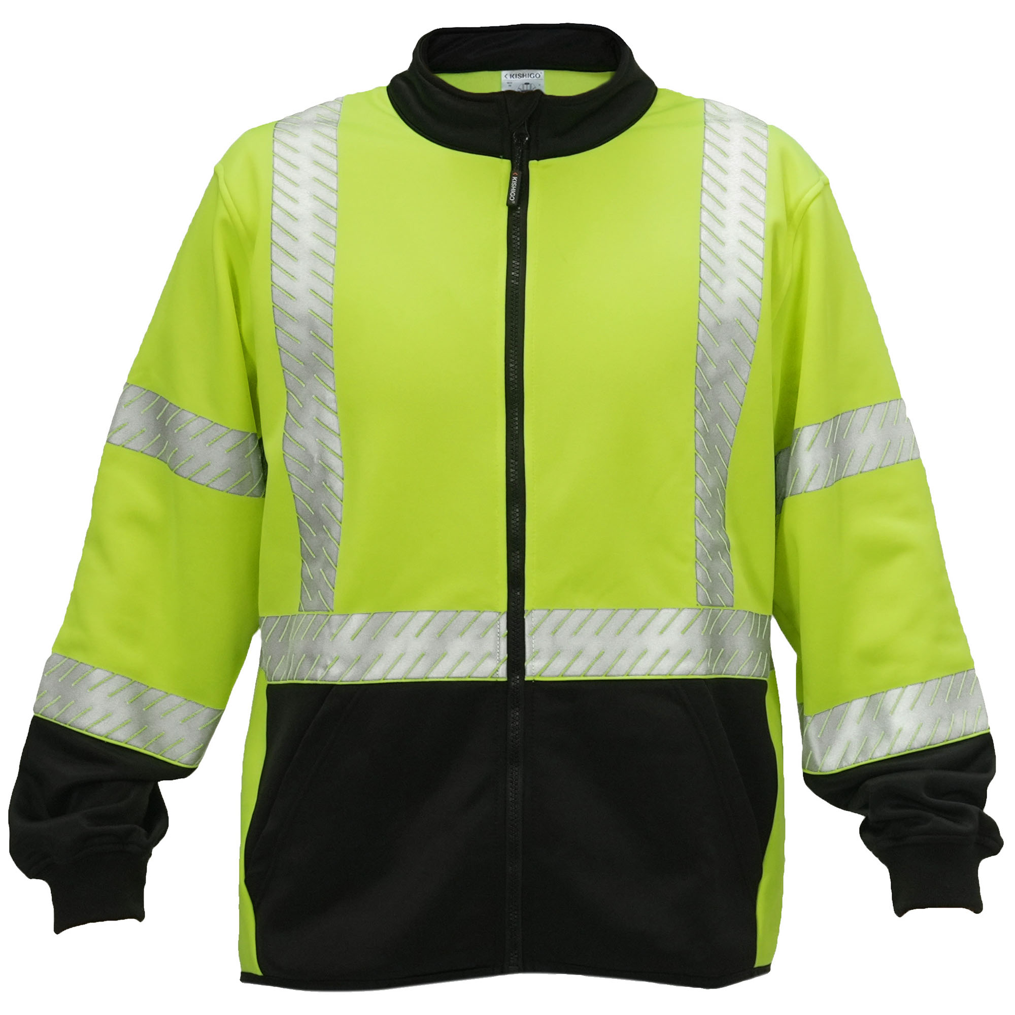 Kishigo JS161 Mock Neck Zip Up Sweatshirt - Yellow/Lime | Full Source