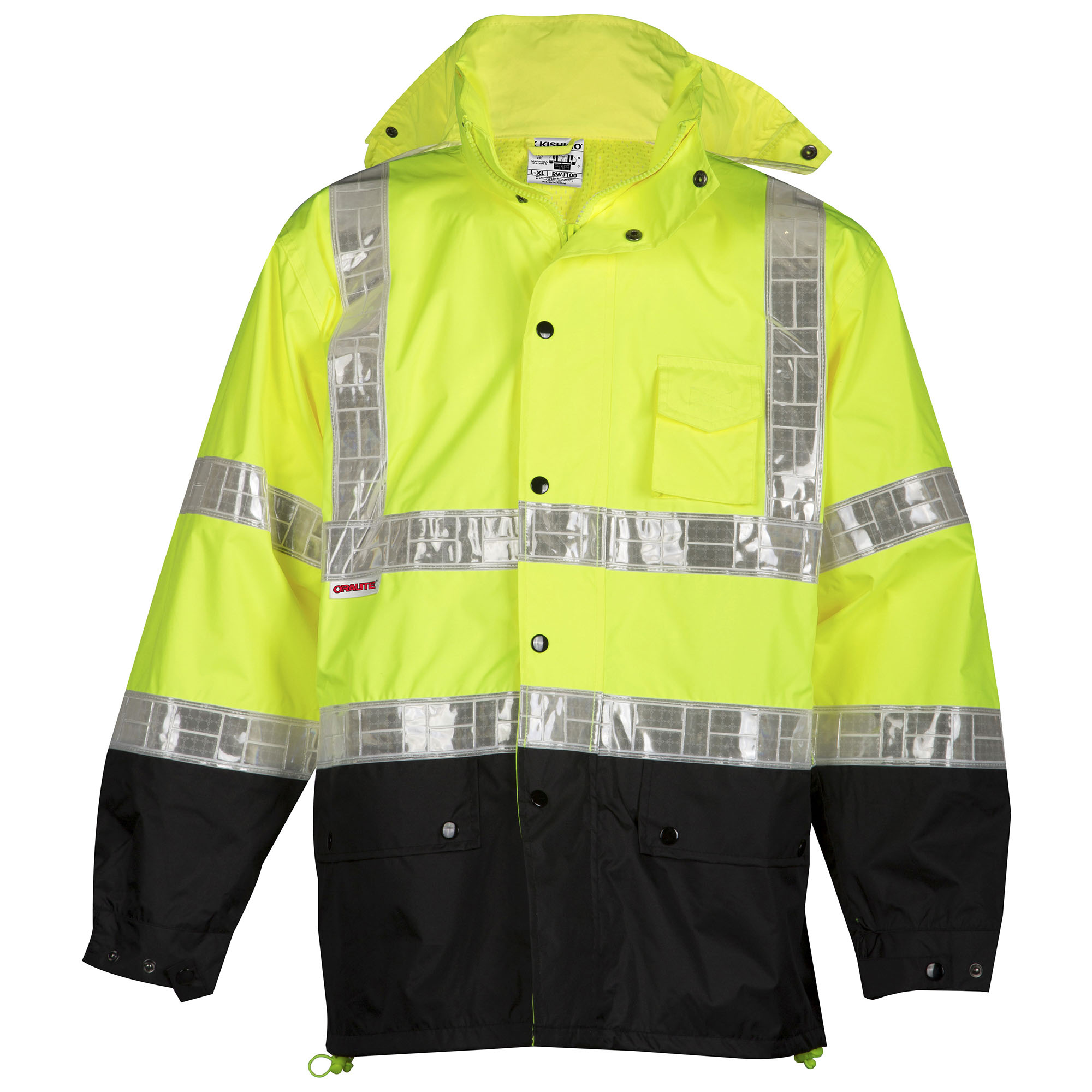 【関税込み】RAINS イエロー Loop ジャケット Kishigo RWJ100 Storm Stopper Pro Rain Jacket - Yellow/Lime