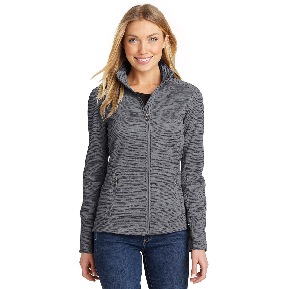 Port Authority L231 Ladies Digi Stripe Fleece Jacket - Black