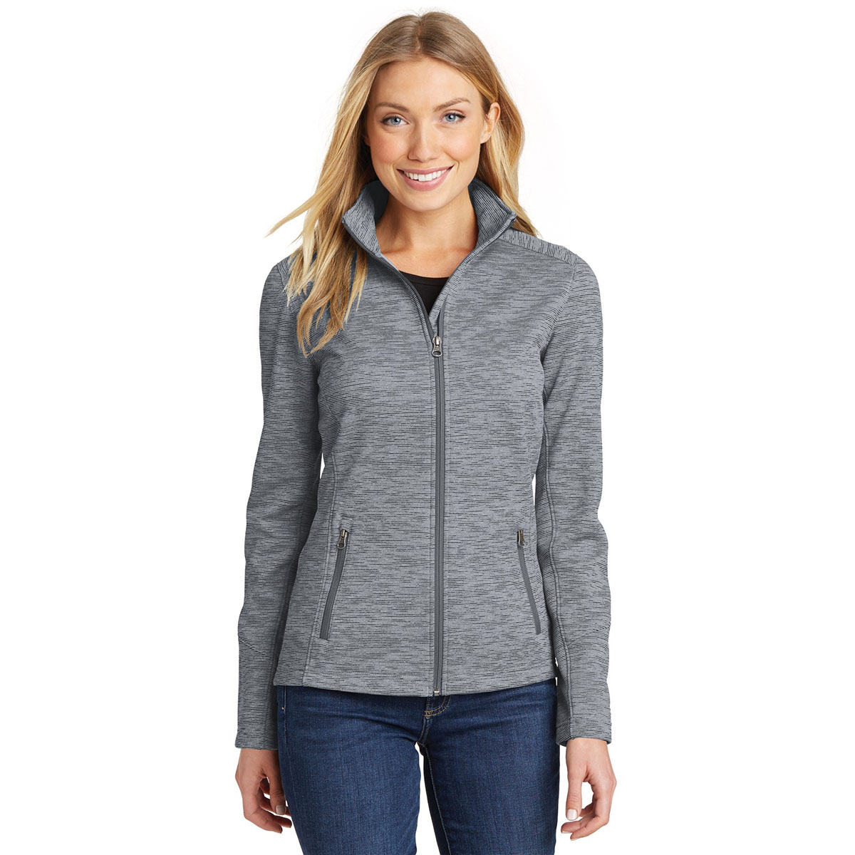 Port Authority L231 Ladies Digi Stripe Fleece Jacket - Grey | Full Source