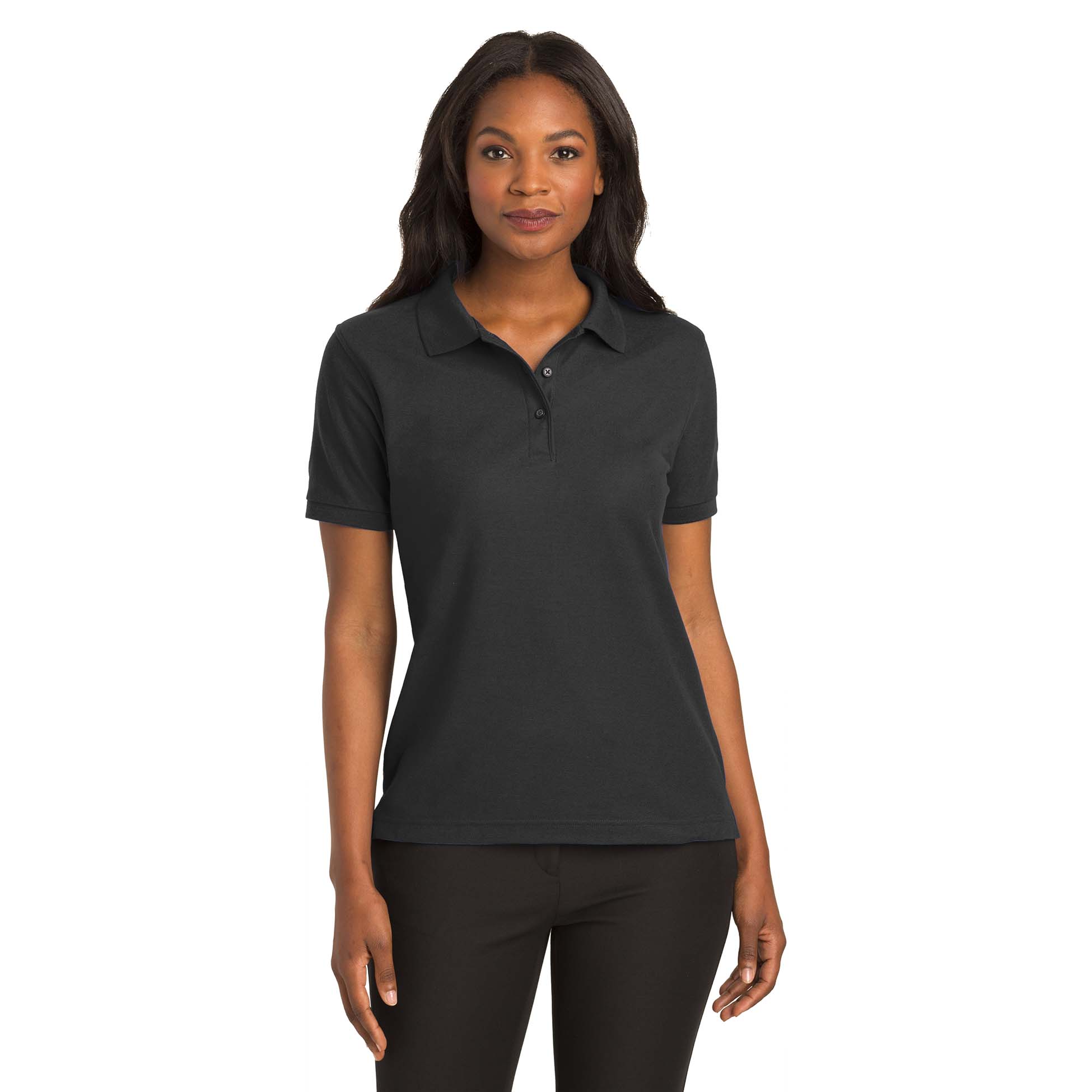Port Authority L500 Ladies Silk Touch Polo - Black | FullSource.com