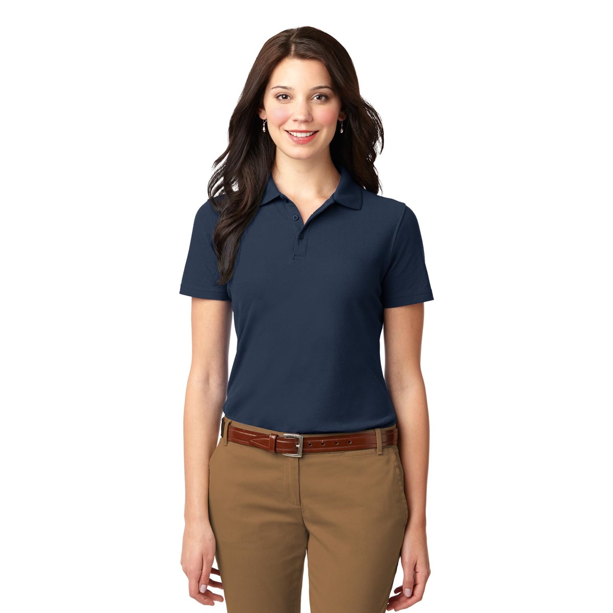 navy blue polo with khaki pants