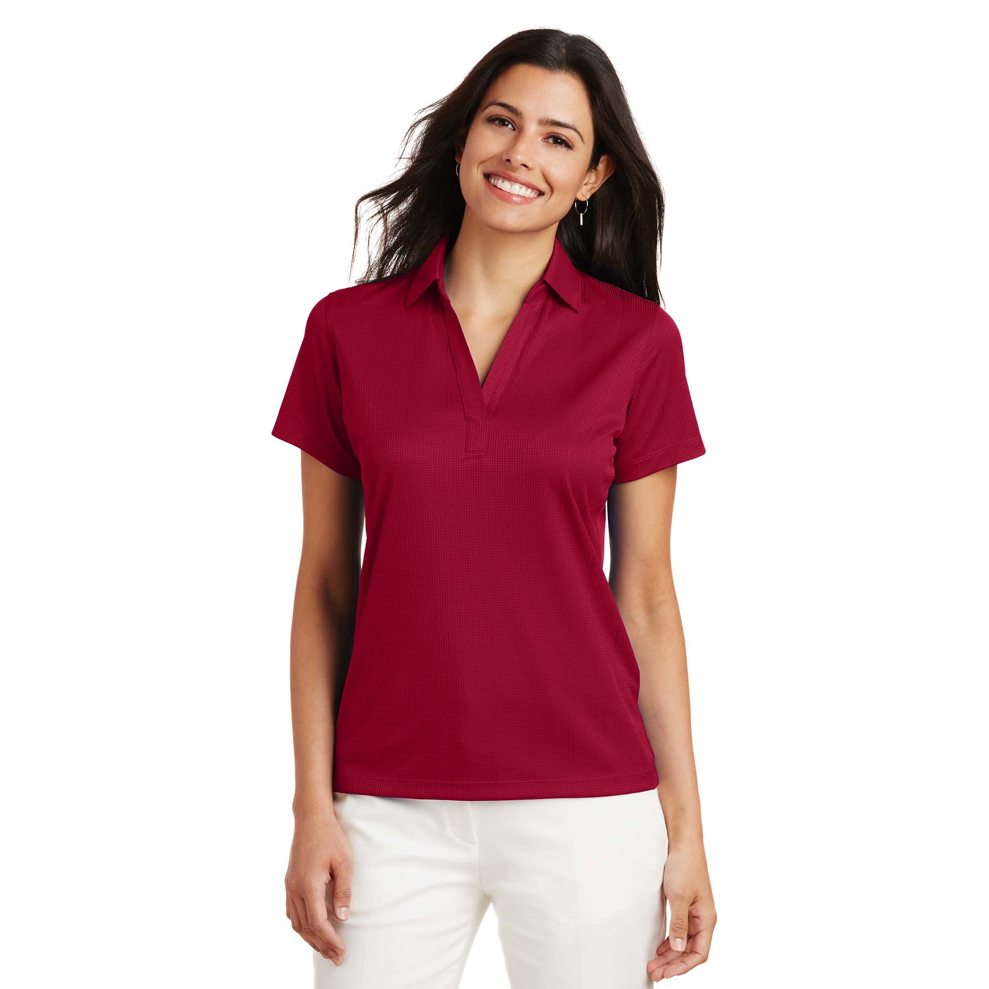 Port Authority L528 Ladies Performance Fine Jacquard Polo - Rich Red ...