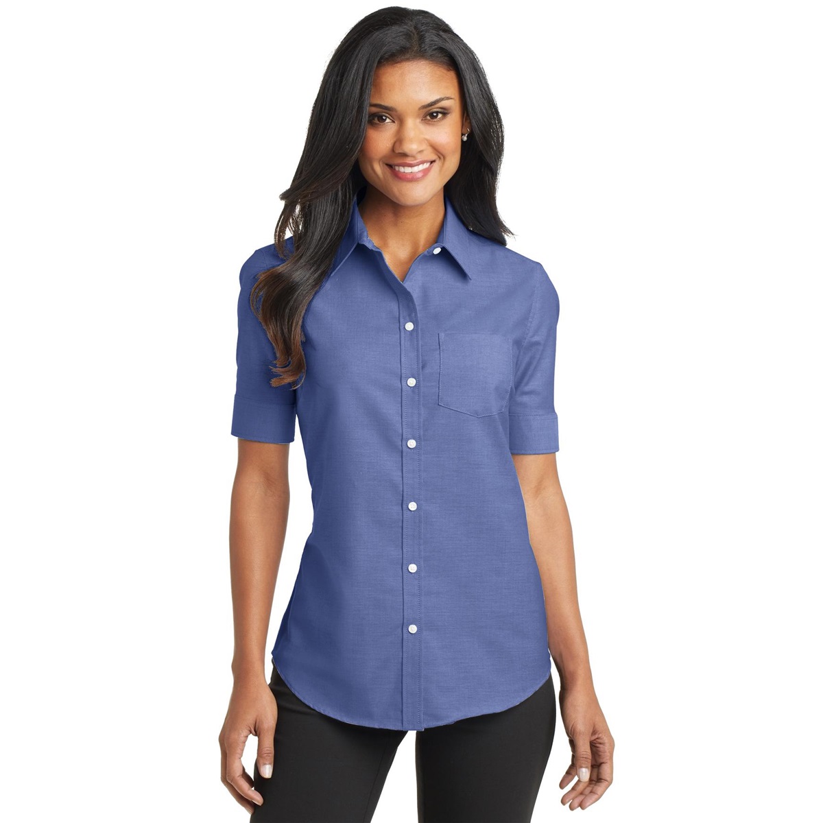 Dri Duck Crossroad Woven Short Sleeve Shirt Slate Blue / S