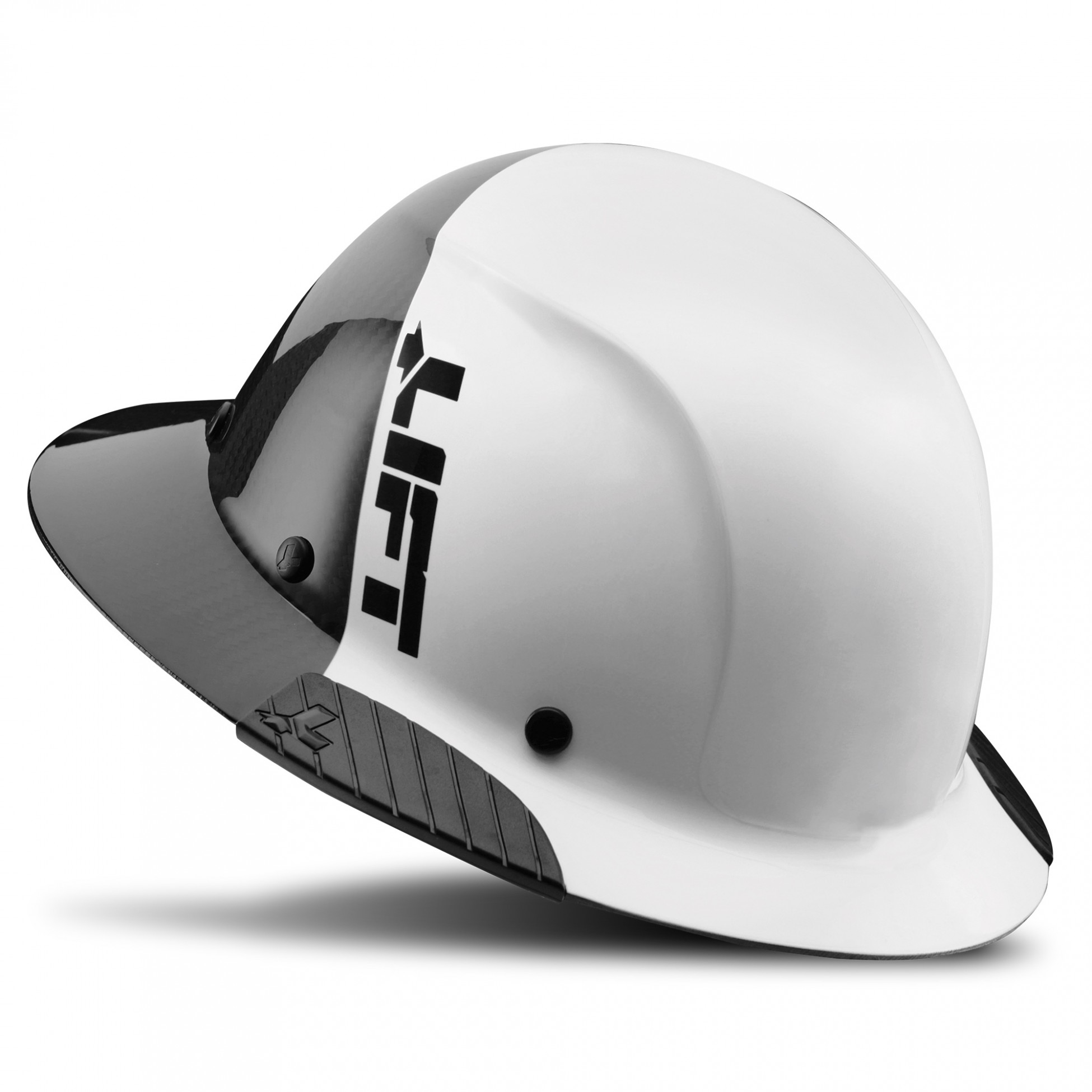 Black and White American Flags Lift DAX Fifty 50 Carbon Fiber FullBrim HardHat 