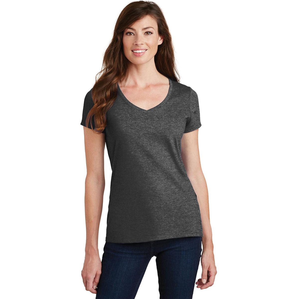 Port & Company LPC450V Ladies Fan Favorite V-Neck Tee - Dark Heather ...