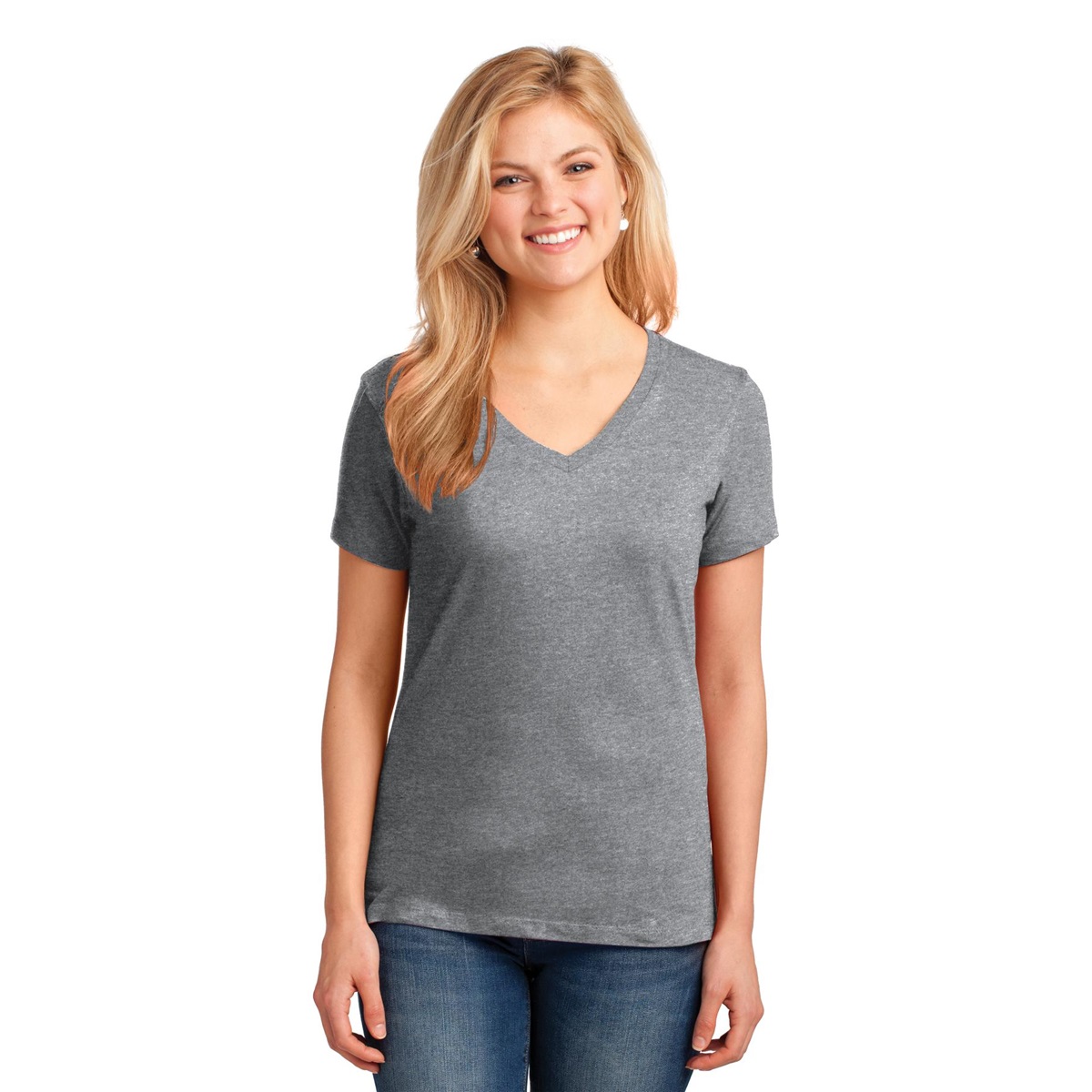 Port & Company LPC54V Ladies Core Cotton V-Neck Tee - Athletic Heather ...