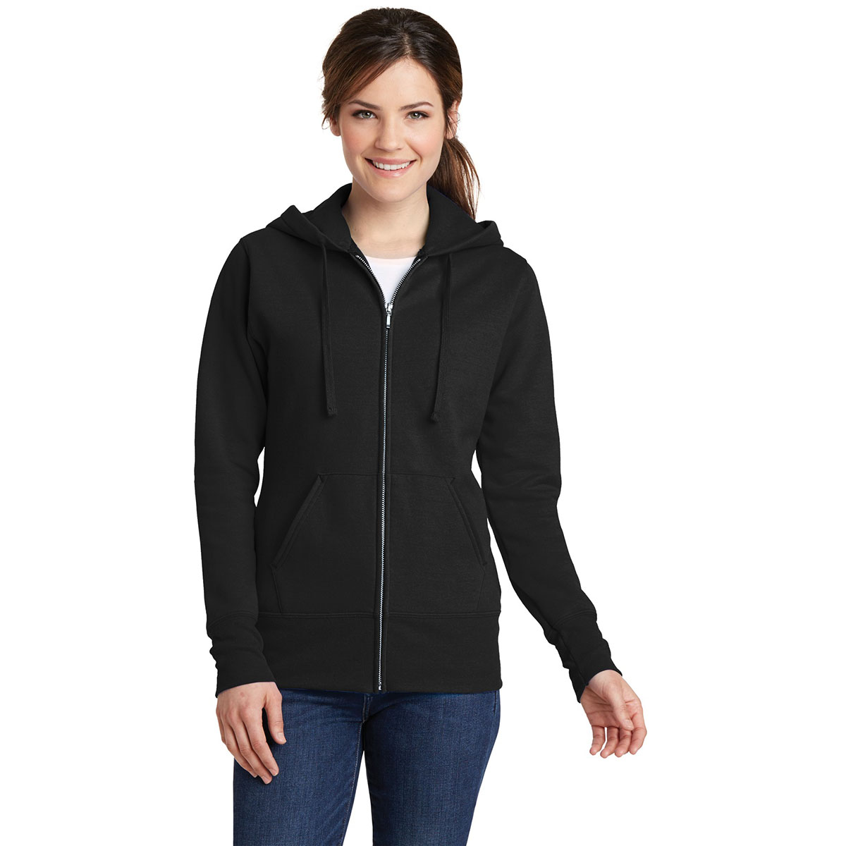 Port & Company LPC78ZH Ladies Core Fleece Full-Zip Hooded Sweatshirt ...