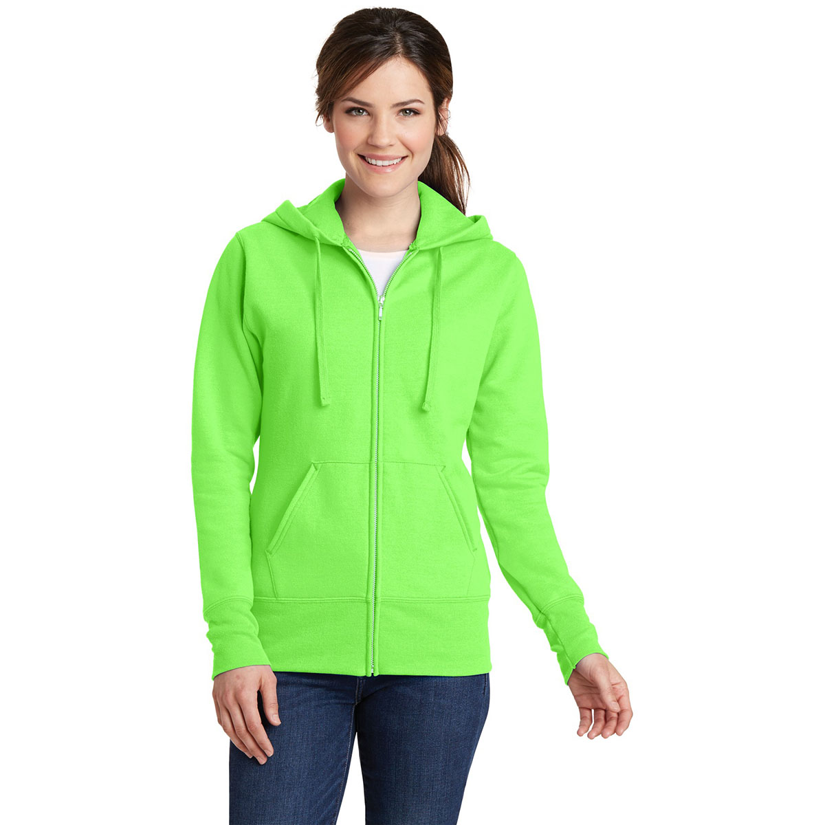 Port & Company LPC78ZH Ladies Classic Full-Zip Hooded Sweatshirt - Neon ...