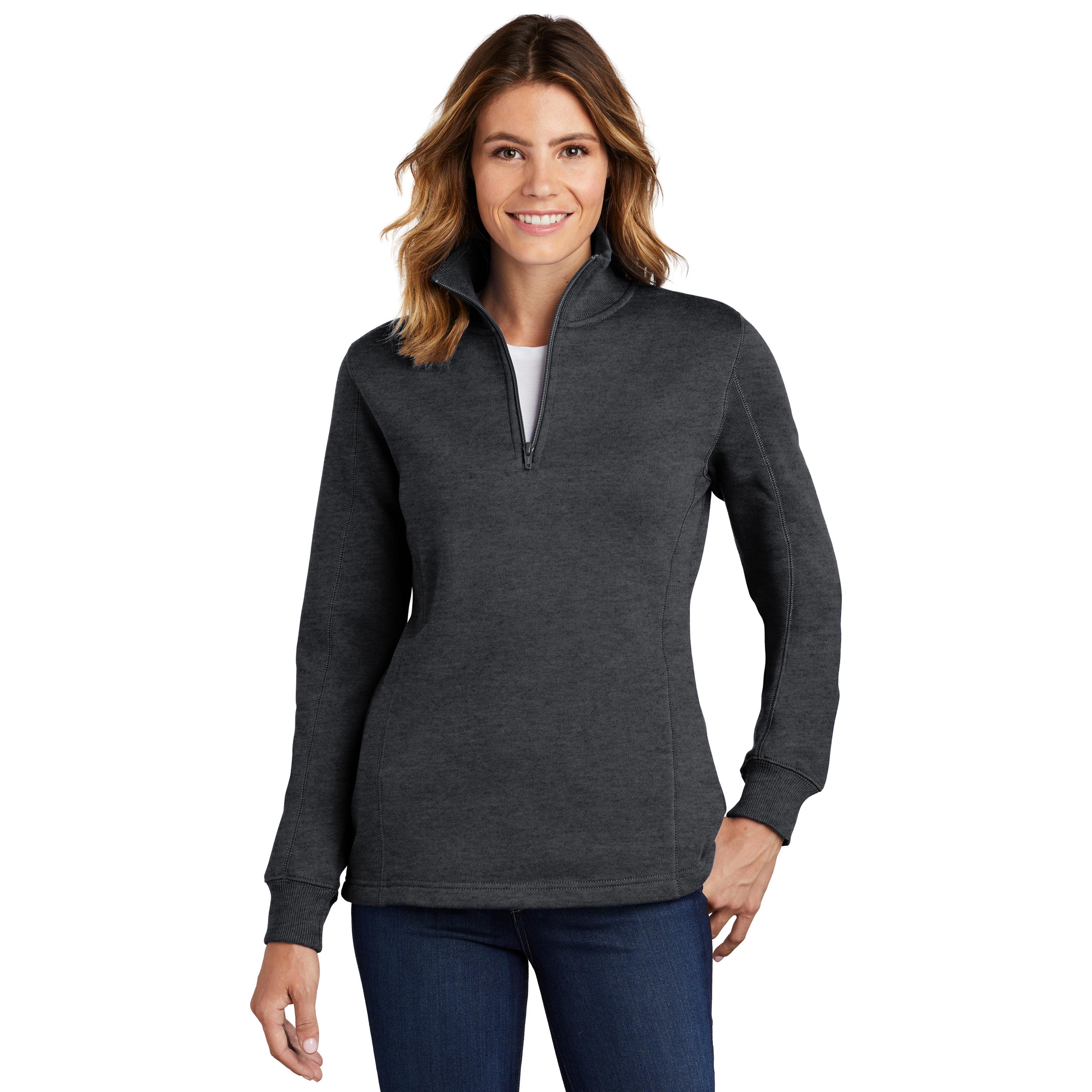 Sport-Tek LST253 Ladies 1/4-Zip Sweatshirt - Graphite Heather | Full Source