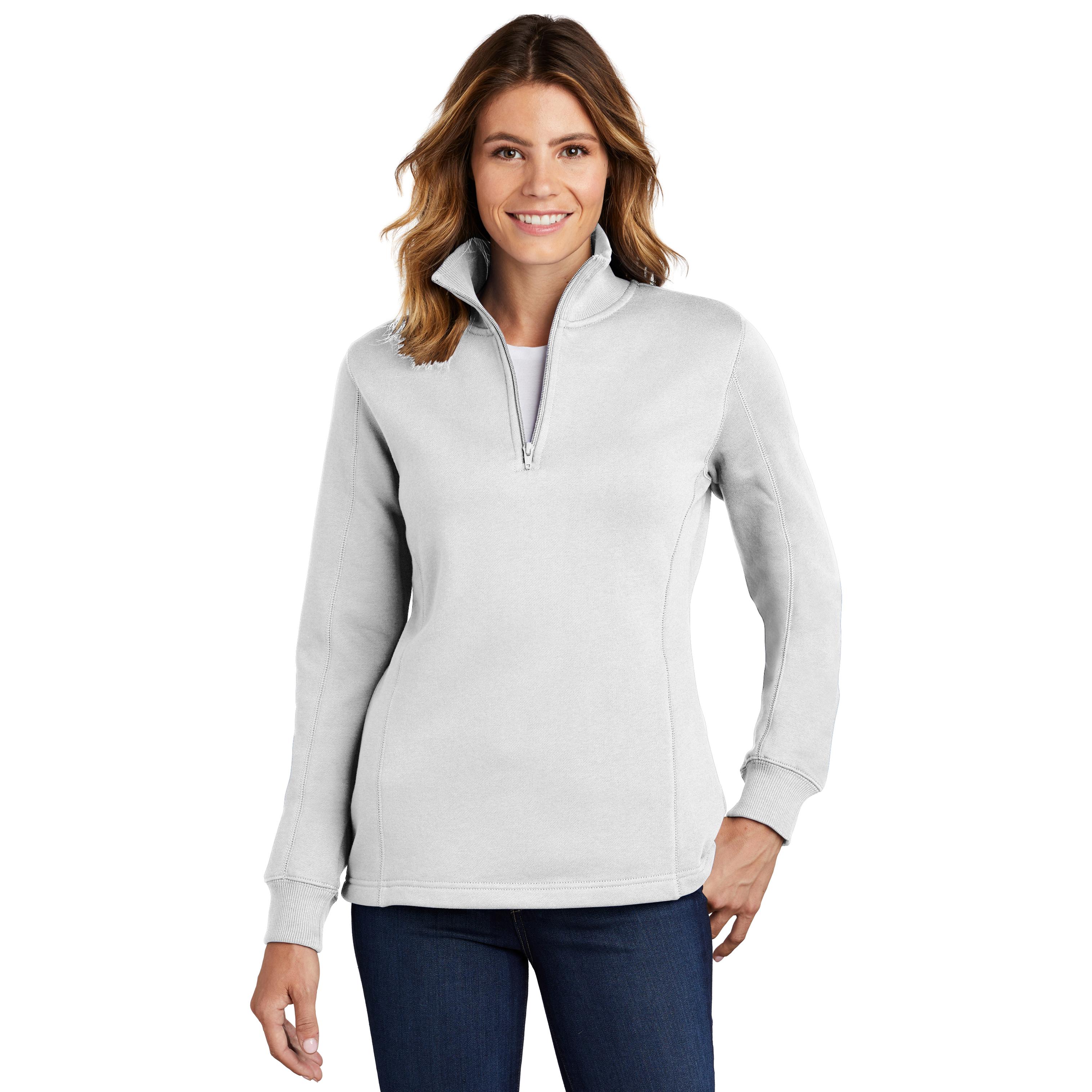 Sport-Tek LST253 Ladies 1/4-Zip Sweatshirt - White | Full Source