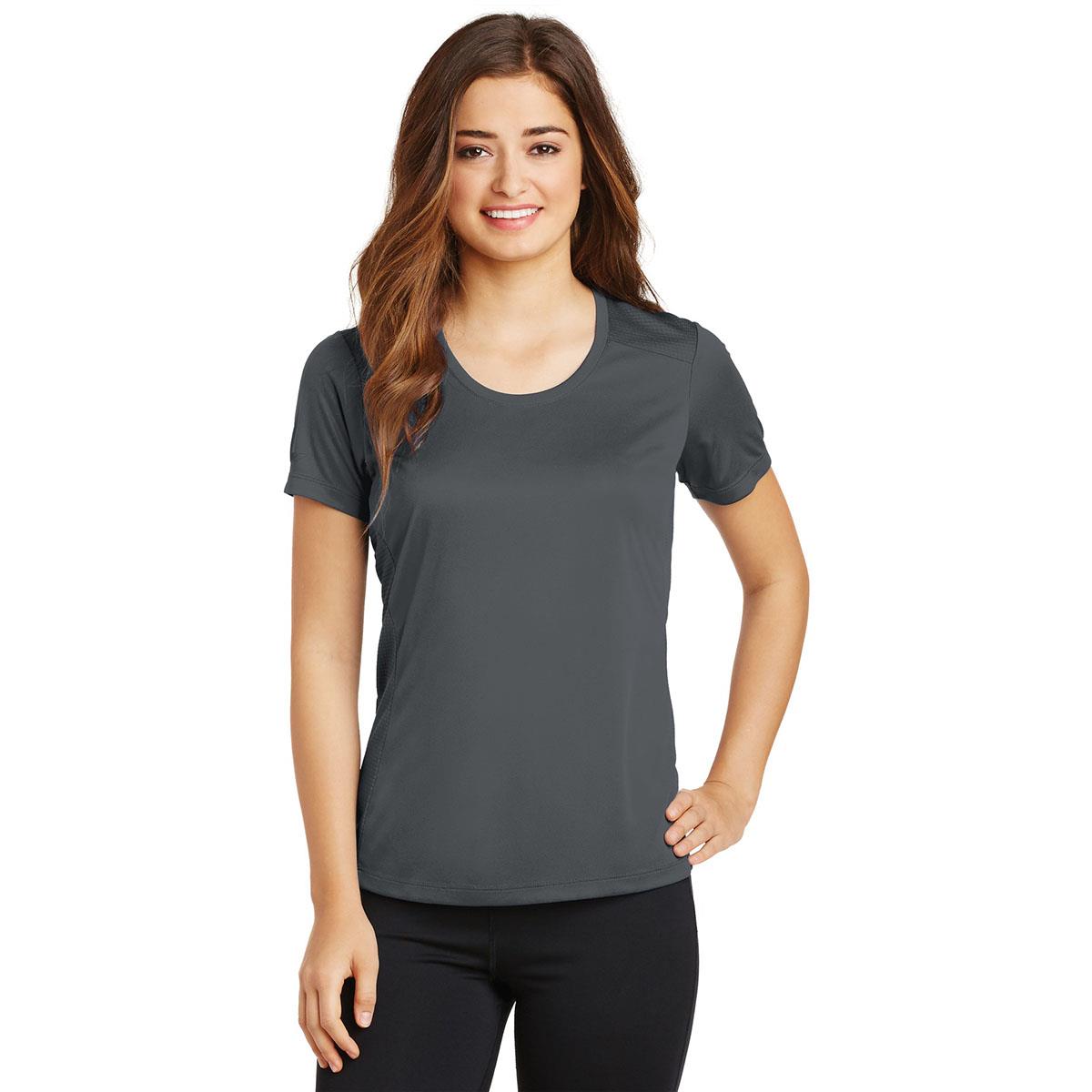 Sport-Tek LST380 Ladies PosiCharge Elevate Scoop Neck Tee - Iron Grey