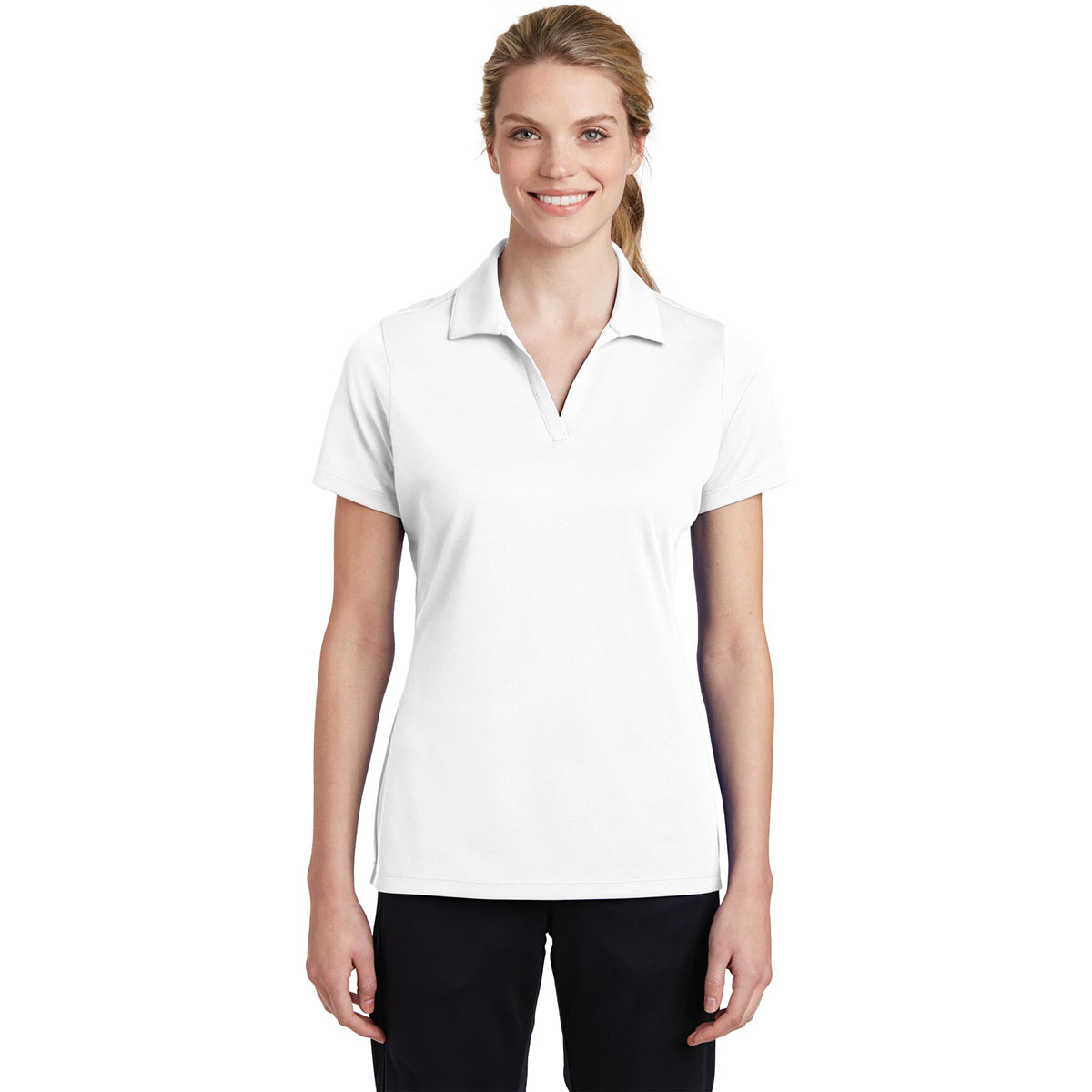 Sport-Tek LST640 Ladies PosiCharge RacerMesh Polo - White