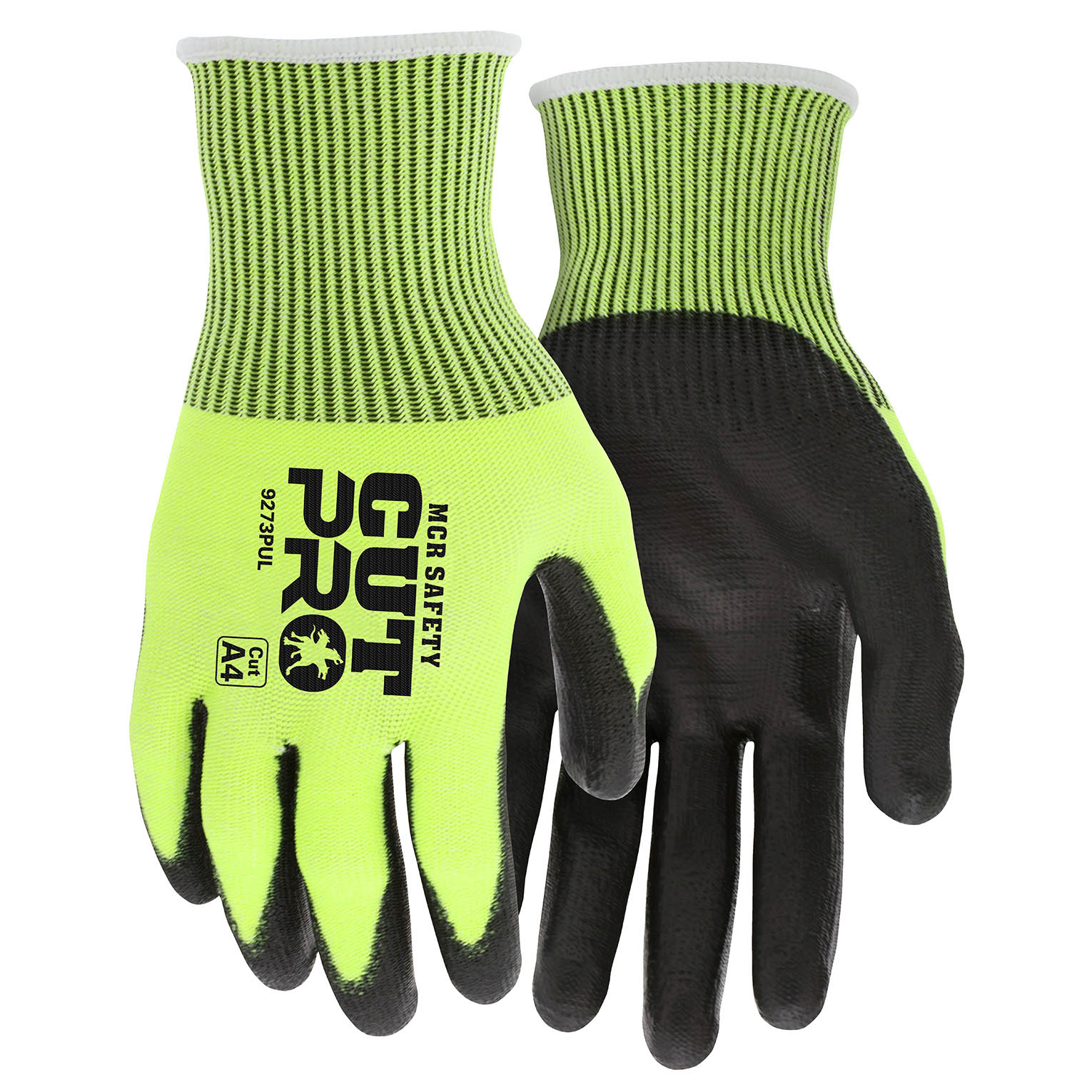 MCR Safety 9273PU Cut Pro Hi Vis Polyurethane Coated Gloves 13 Gauge