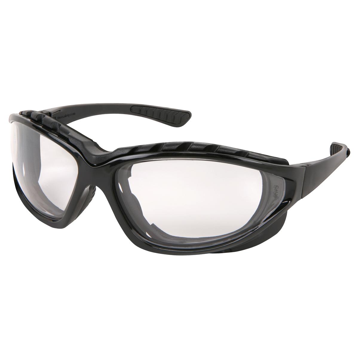 MCR Safety RP310PF RP3 Safety Glasses Black Foam Lined Frame Clear