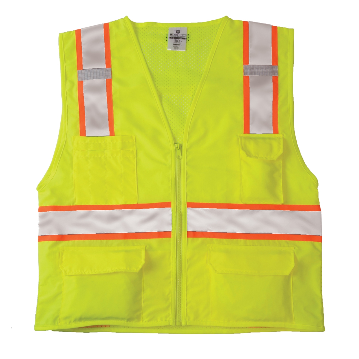 ML Kishigo 1163 Solid Front Mesh Back Safety Vest - Yellow/Lime