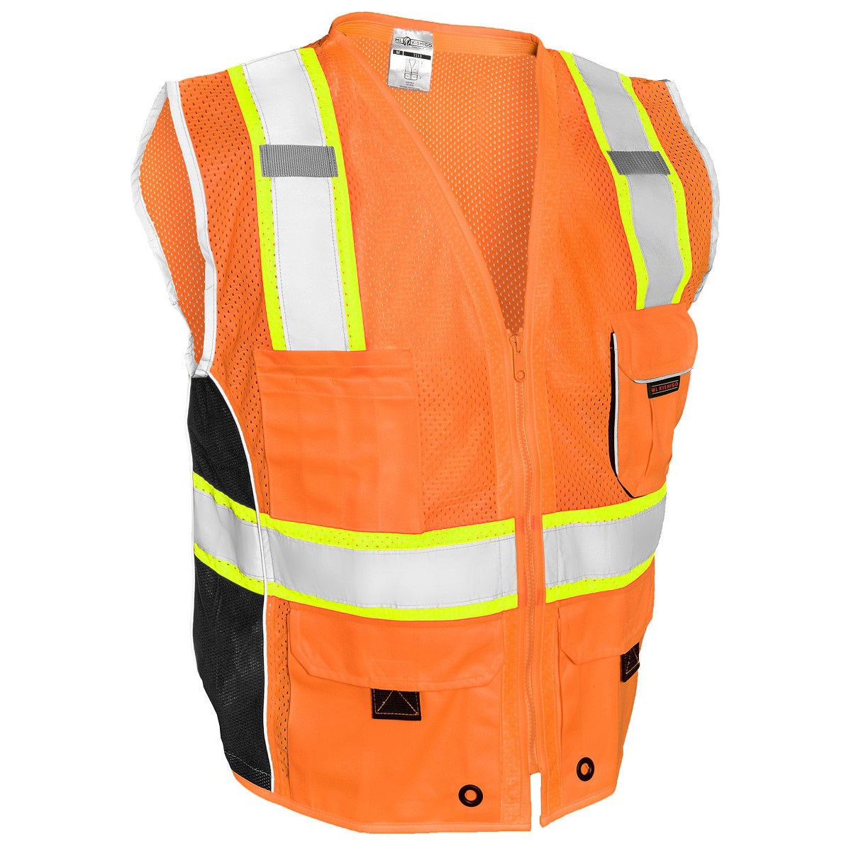 Orange Medium ML Kishigo 1514 Ultra-Cool Polyester Black Series Heavy Duty Vest