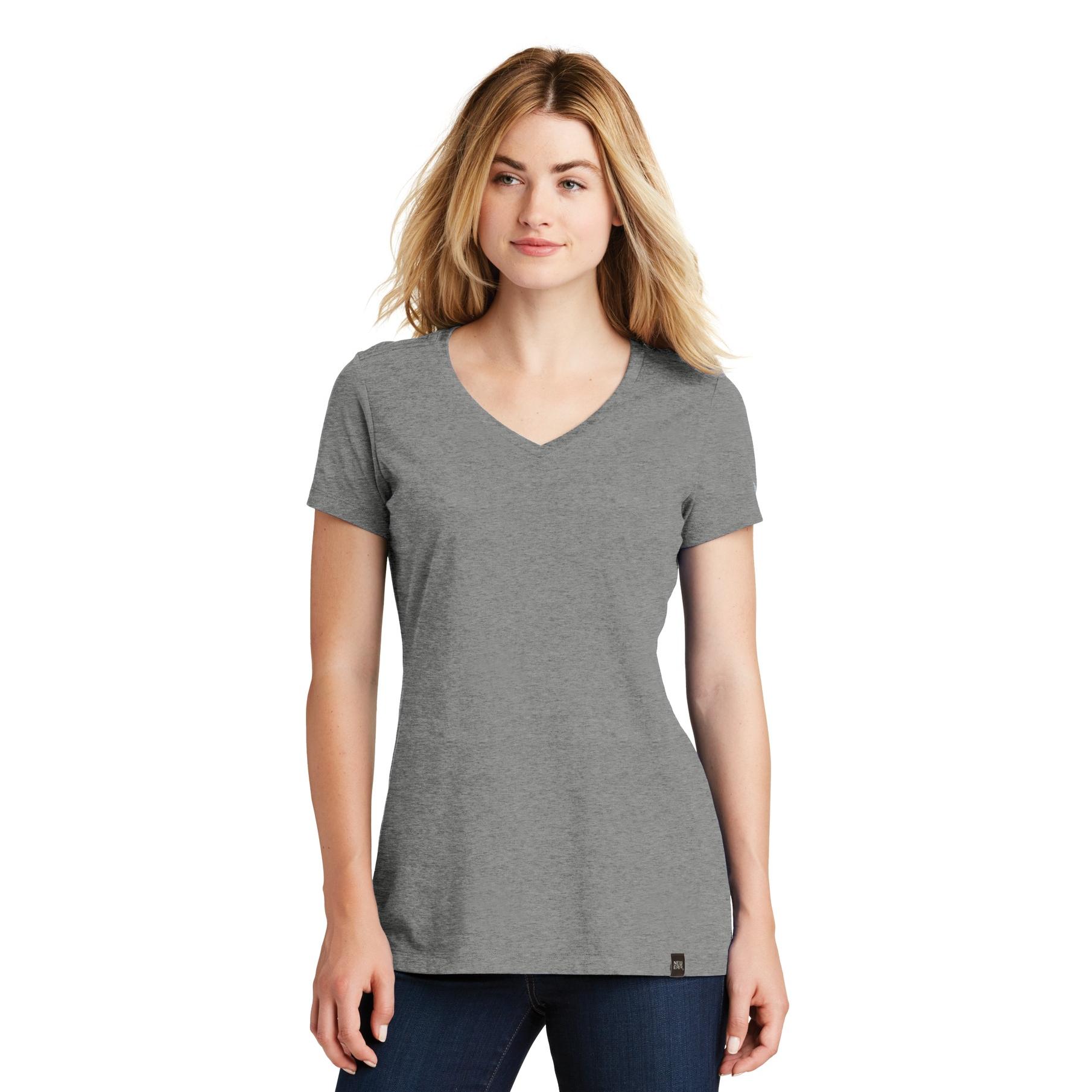 New Era LNEA101 Ladies Heritage Blend V-Neck Tee - Shadow Grey Heather ...