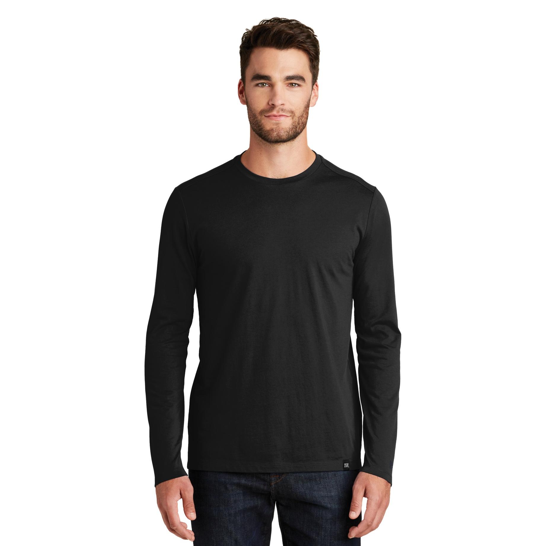 New Era NEA102 Heritage Blend Long Sleeve Crew Tee - Black