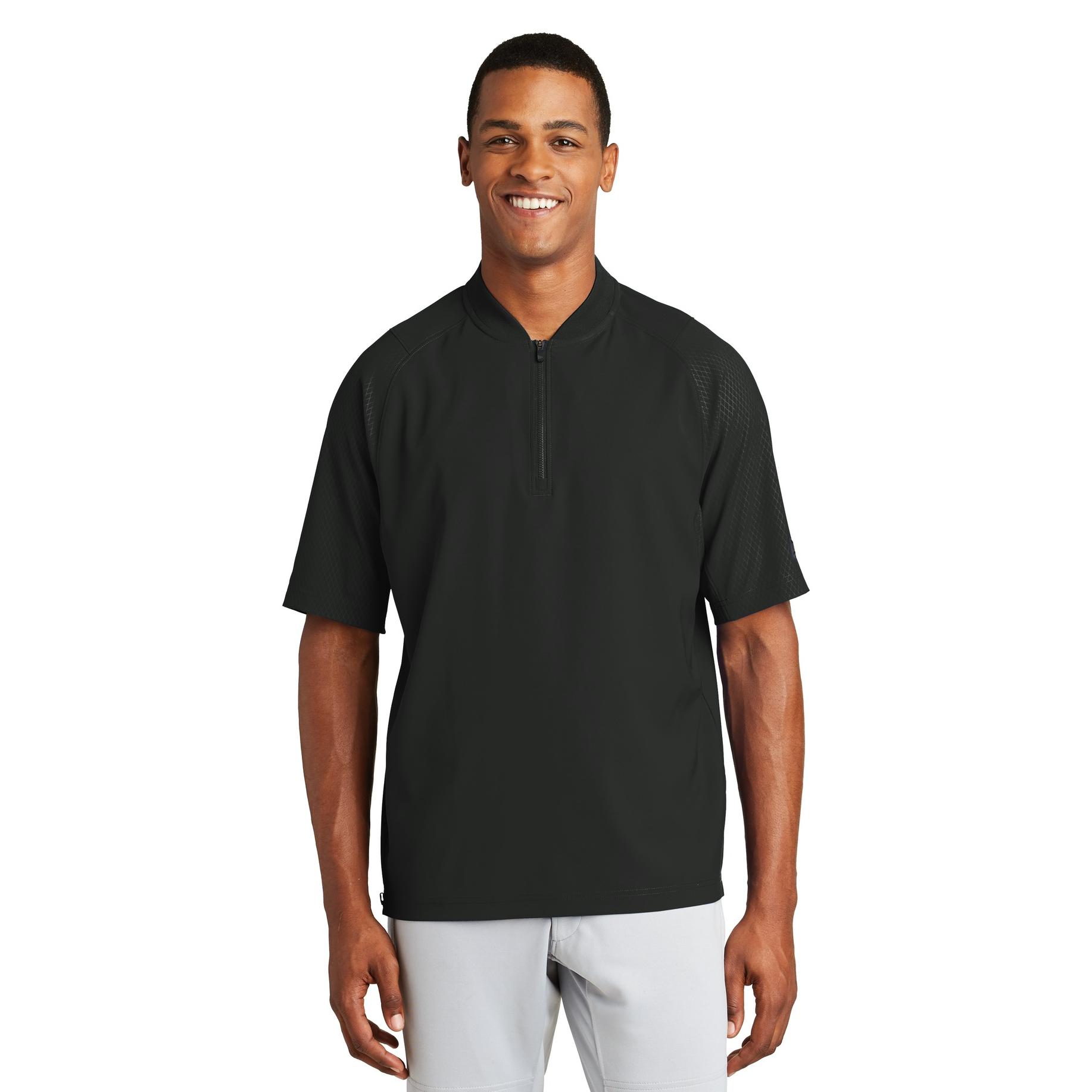 New Era NEA600 Cage Short Sleeve 1/4-Zip Jacket - Black | Full Source